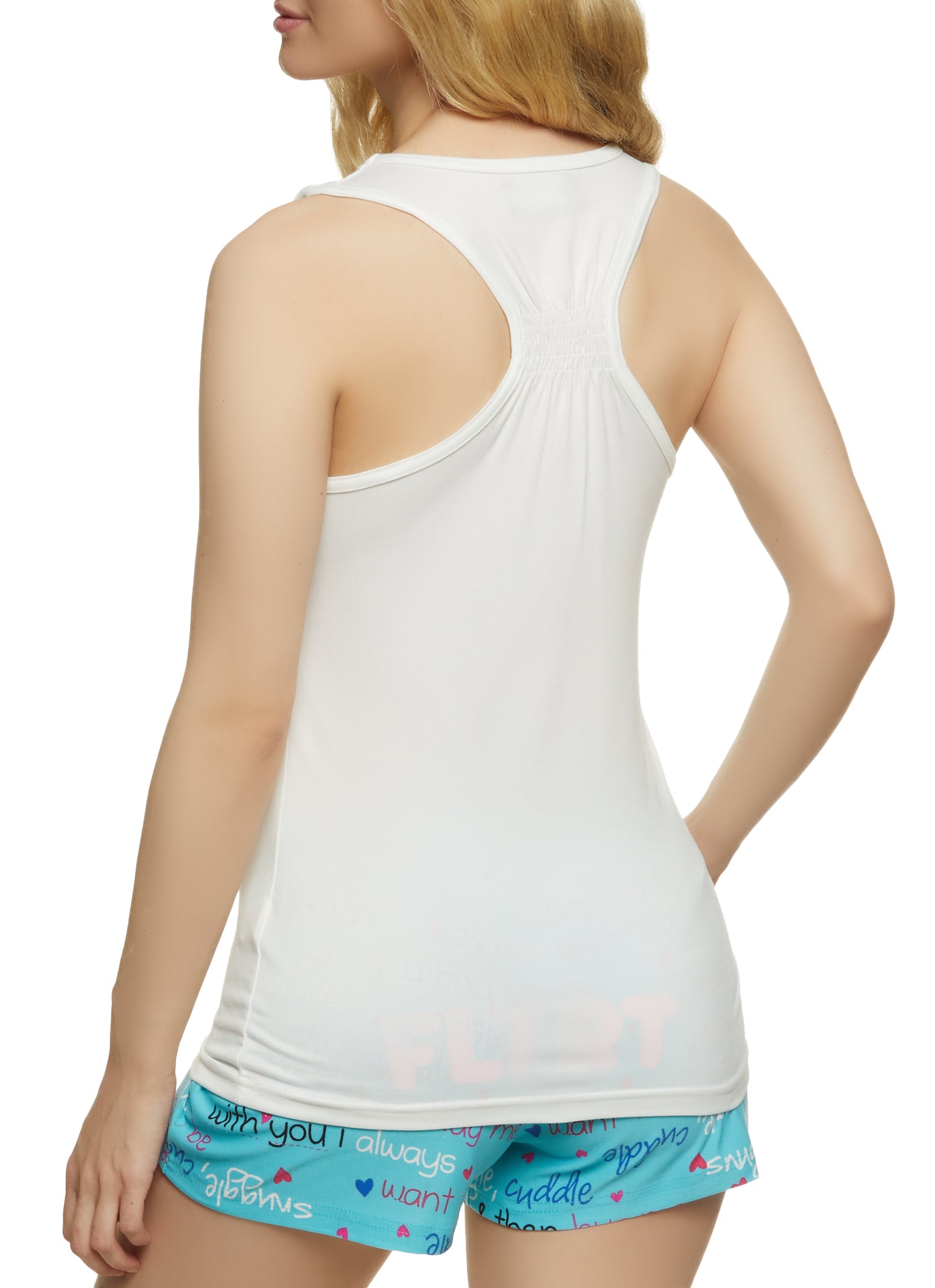 Kiss Snuggle Cuddle Pajama Tank Top and Shorts