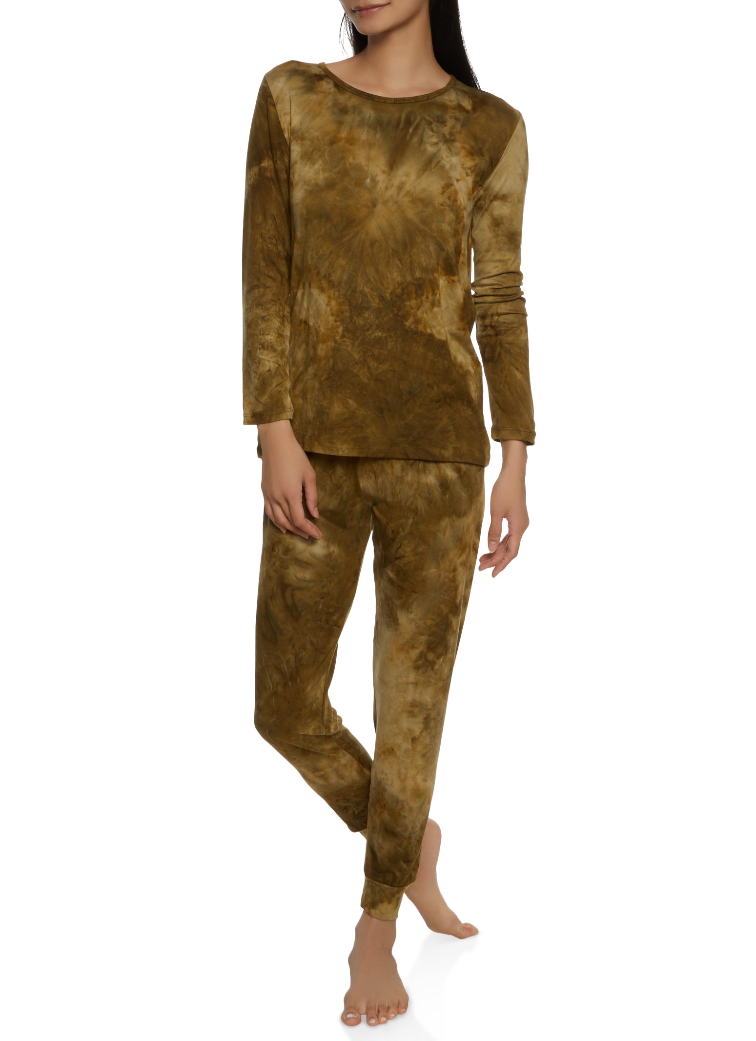 Tie Dye Long Sleeve Pajama Top and Pants Set