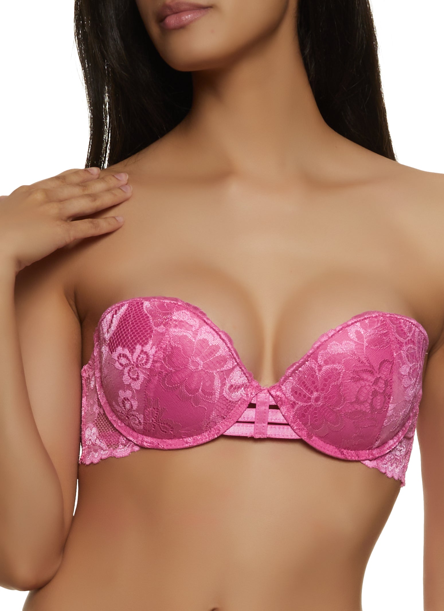 Caged Floral Lace Bra Converts to Strapless