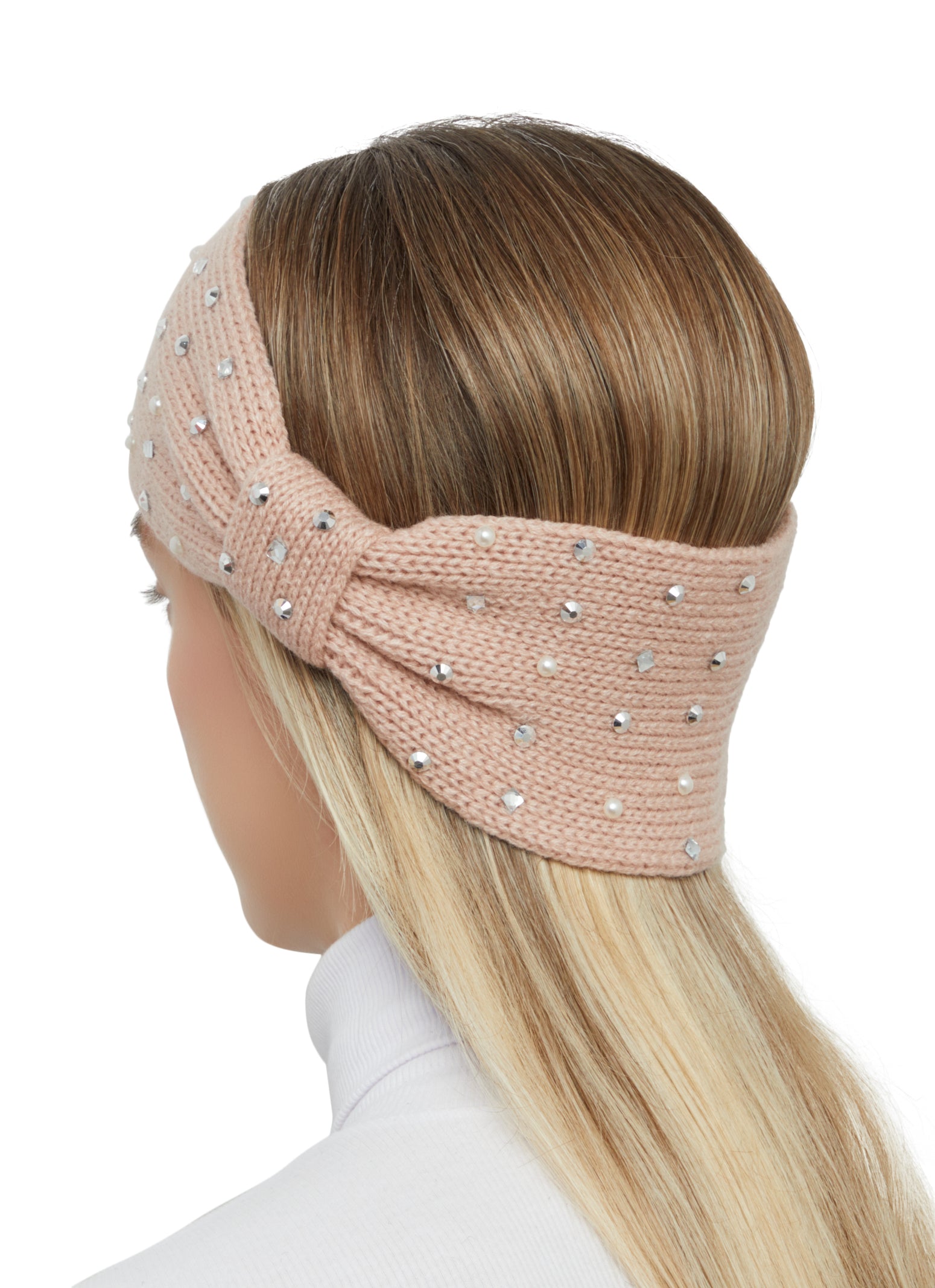 Faux Pearl Studded Knitted Head Wrap