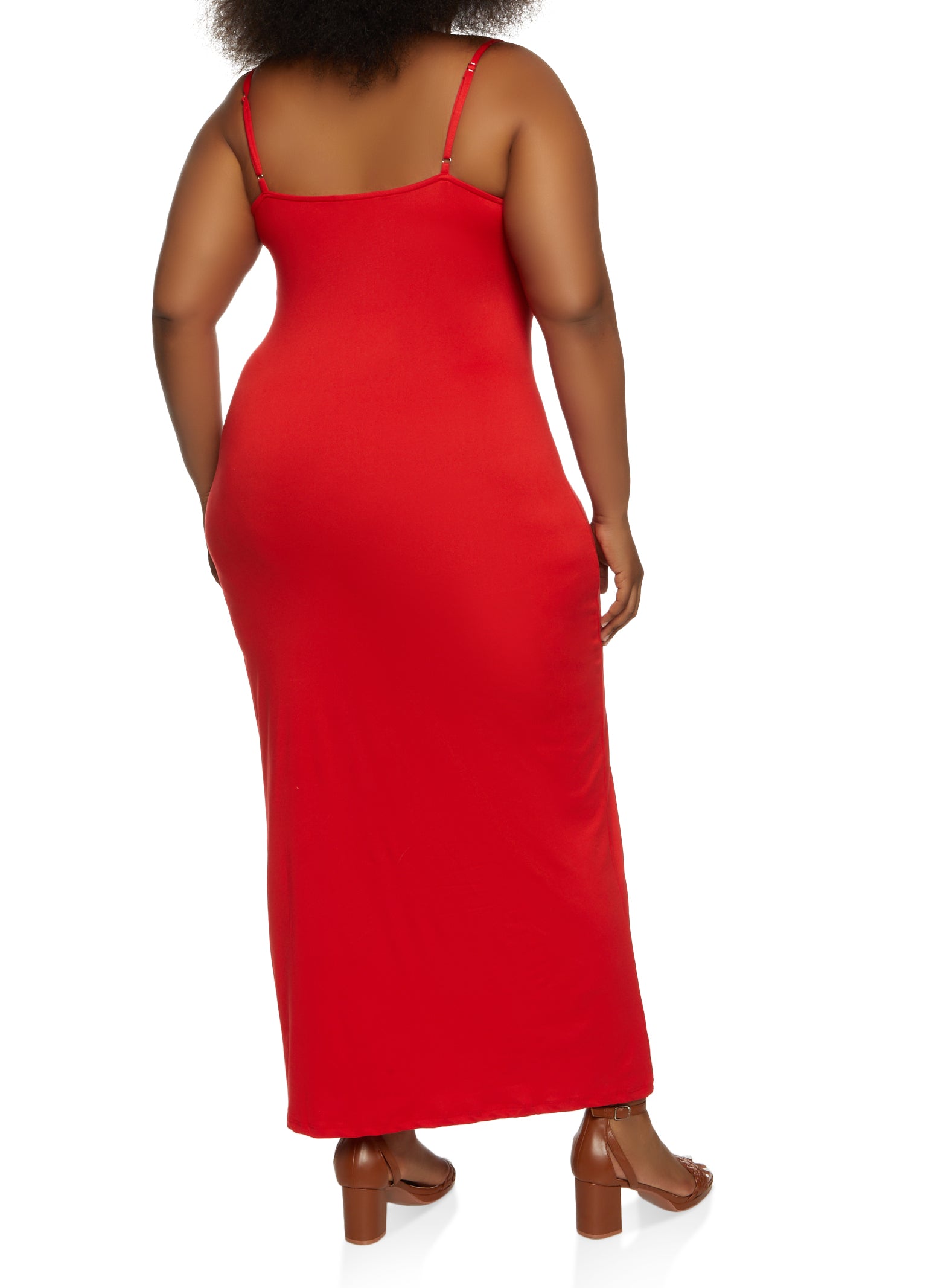 Plus Size Solid Scoop Neck Maxi Dress