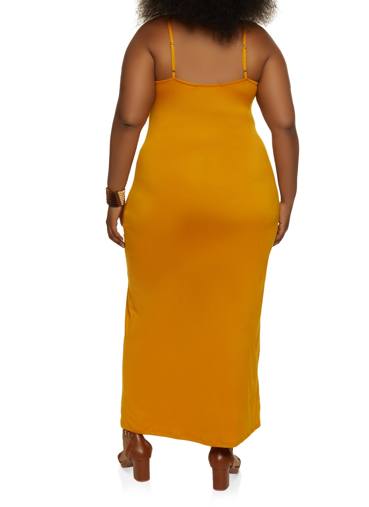 Plus Size Solid Scoop Neck Maxi Dress