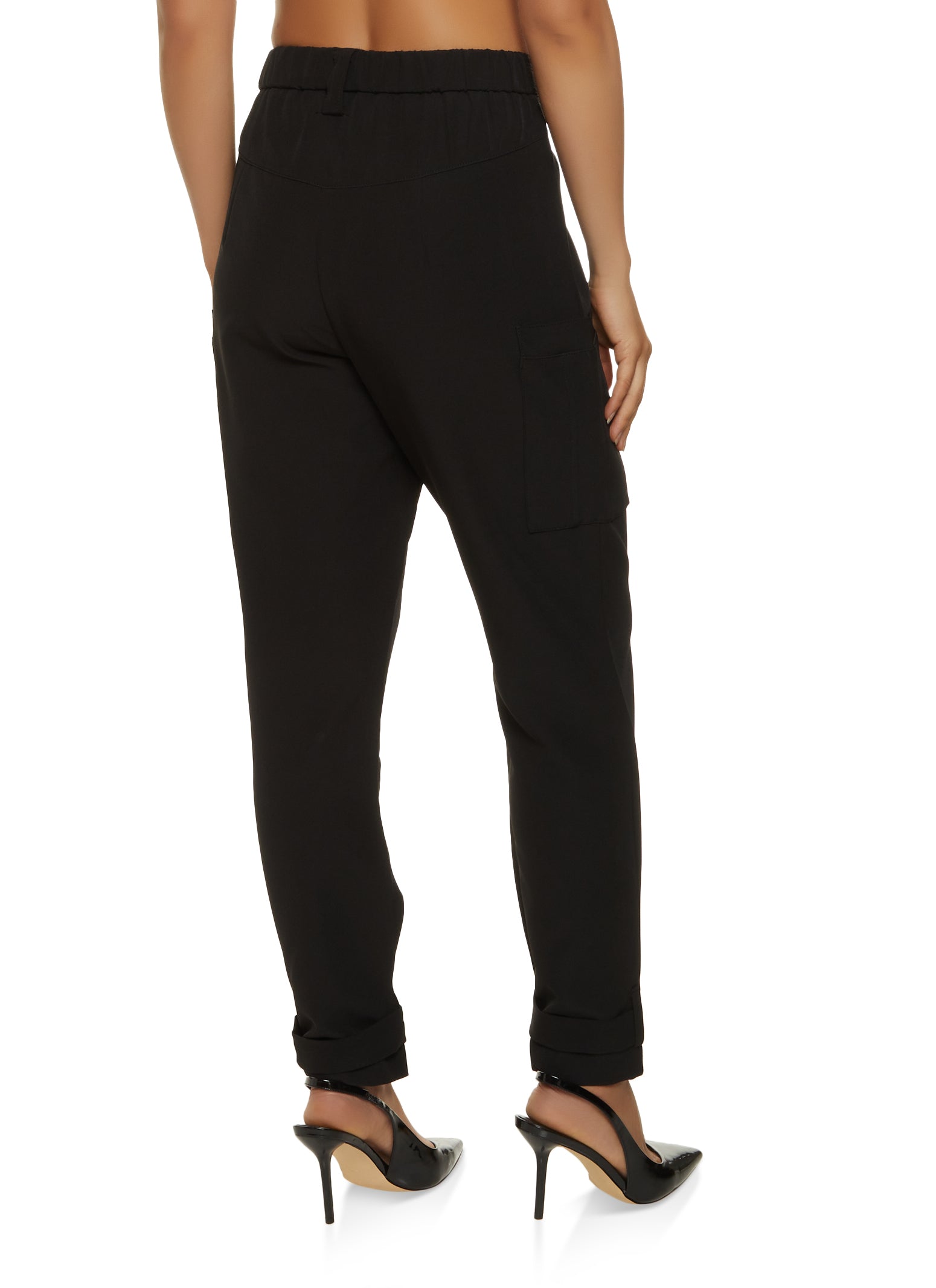 Button Cuff High Waisted Dress Pants