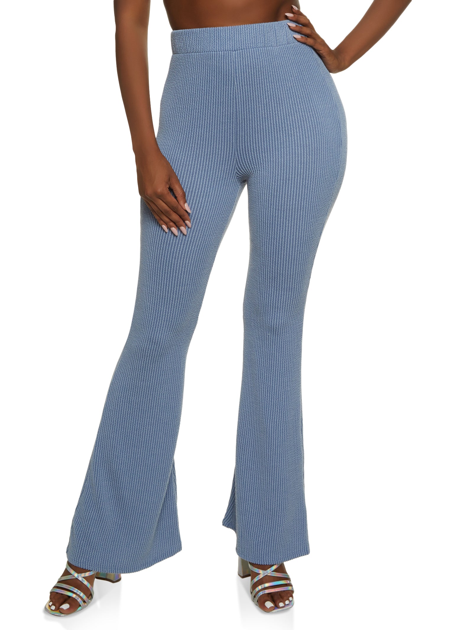 Ribbed High Waisted Flare Pants