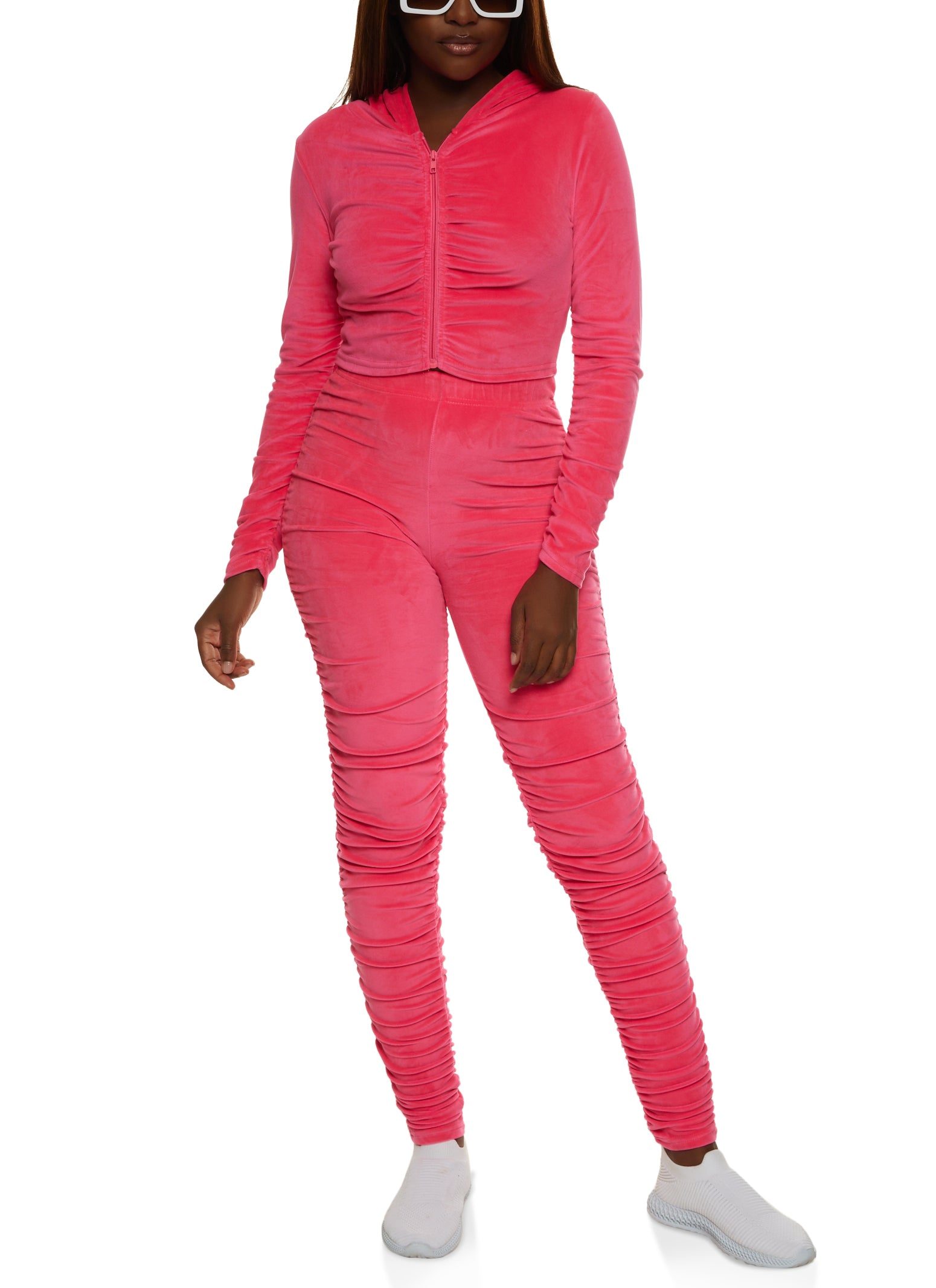 Pink ruched hoodie Clearance