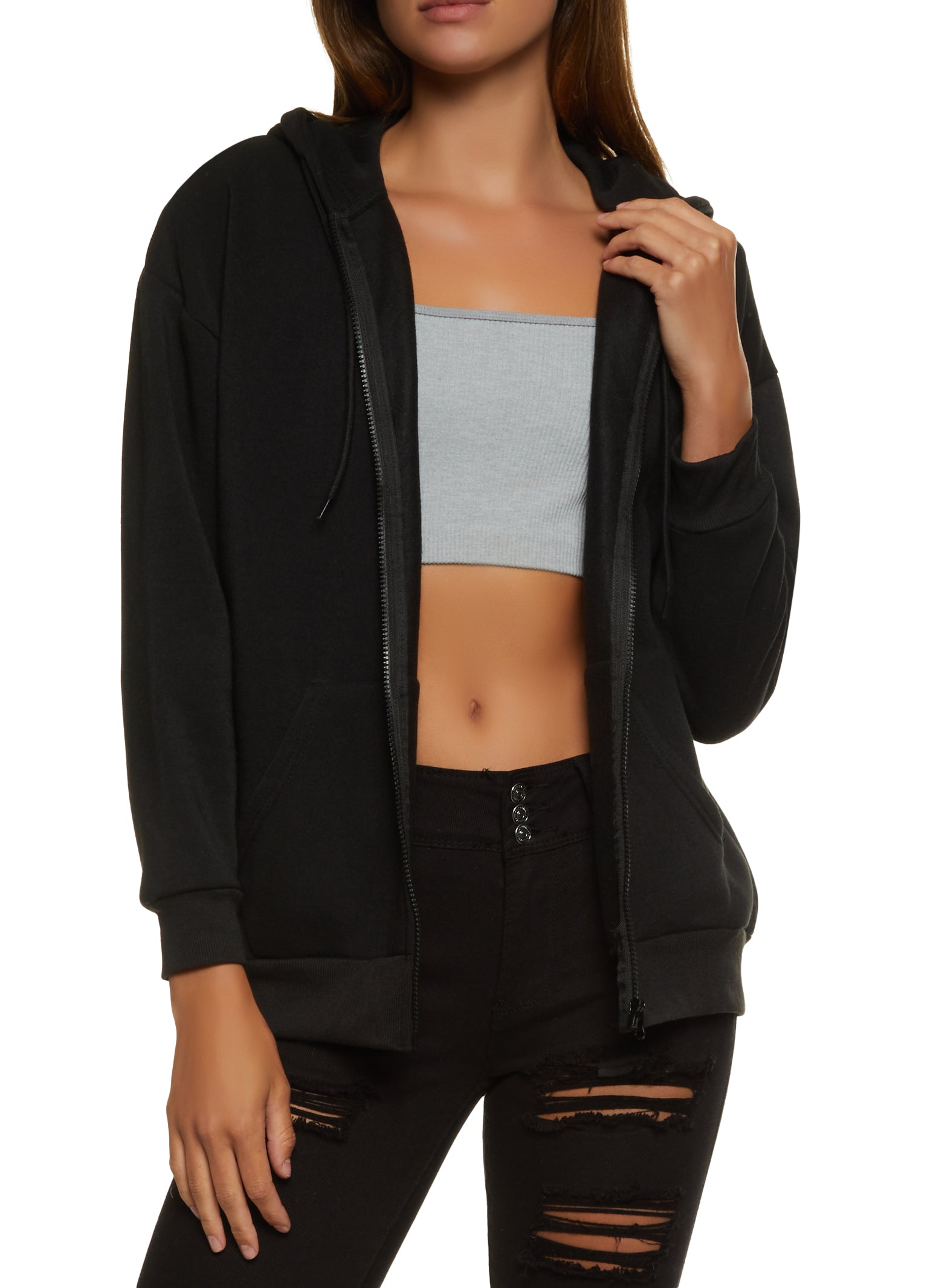 Oversized Fleece Zip Up Hoodie