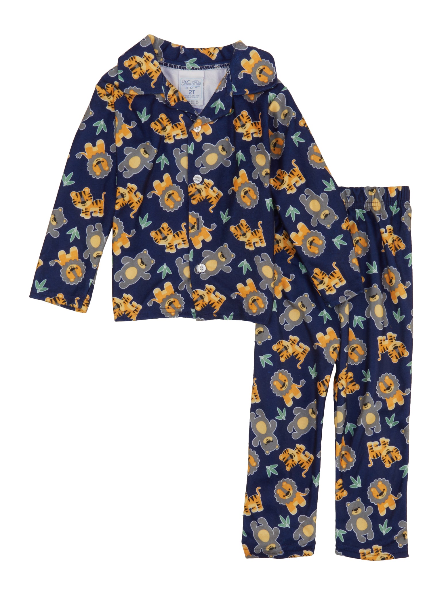 Toddler Boys Animal Graphic Print Pajama Shirt and Pants Set
