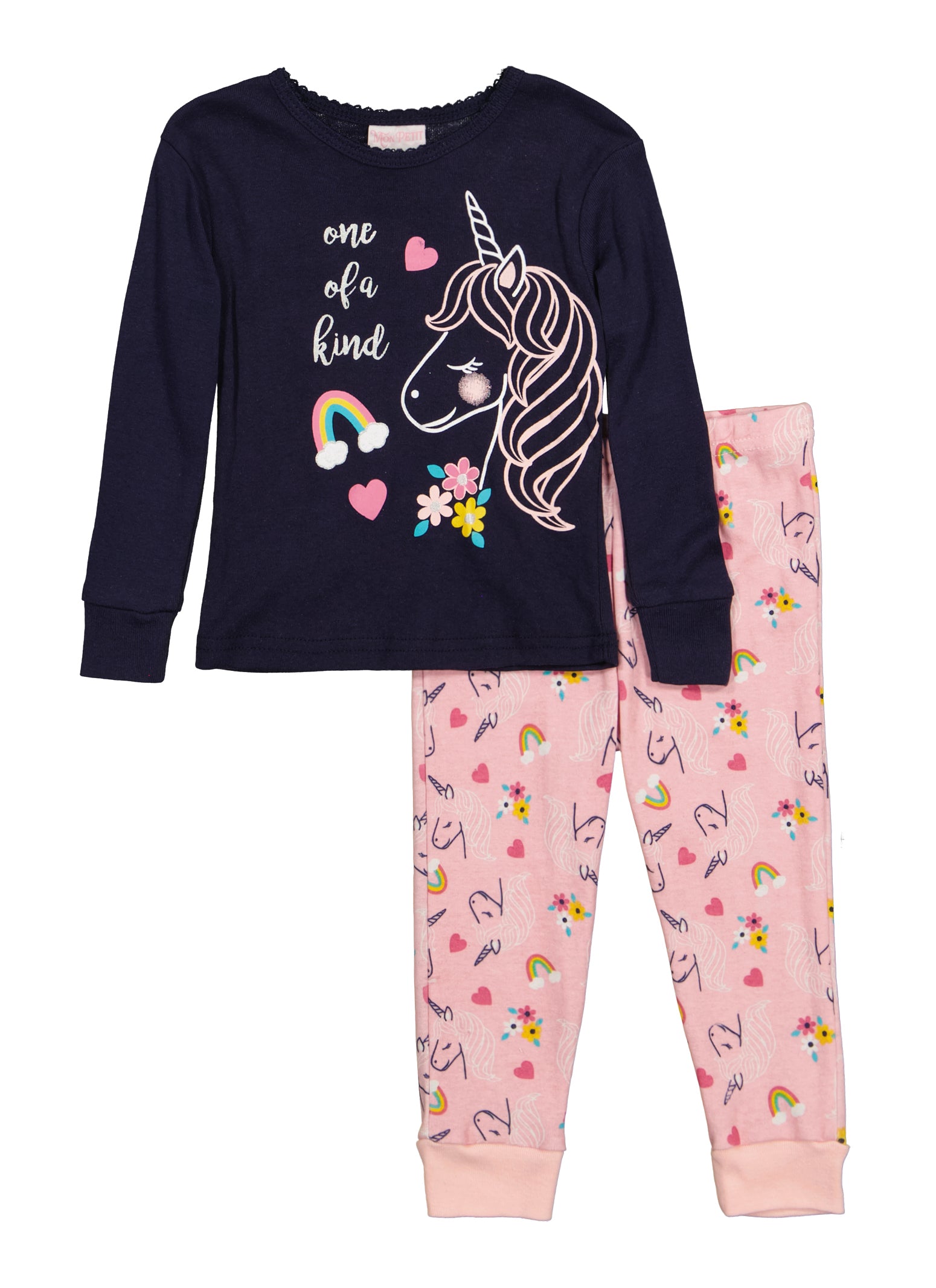 Toddler Girls Glitter Graphic Pajama Top and Pants