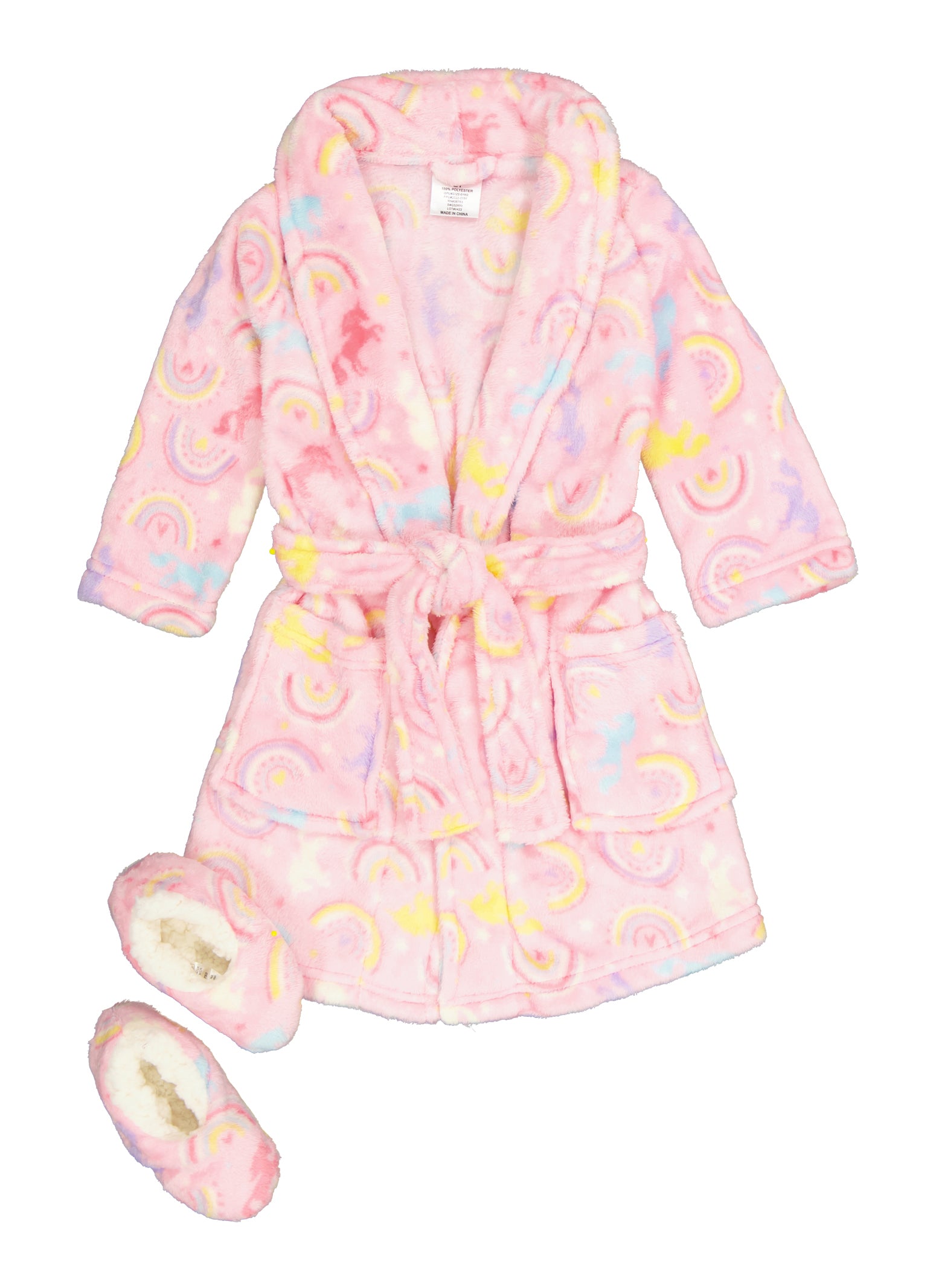 Toddler Girls Unicorn Graphic Print Robe and Slippers Set