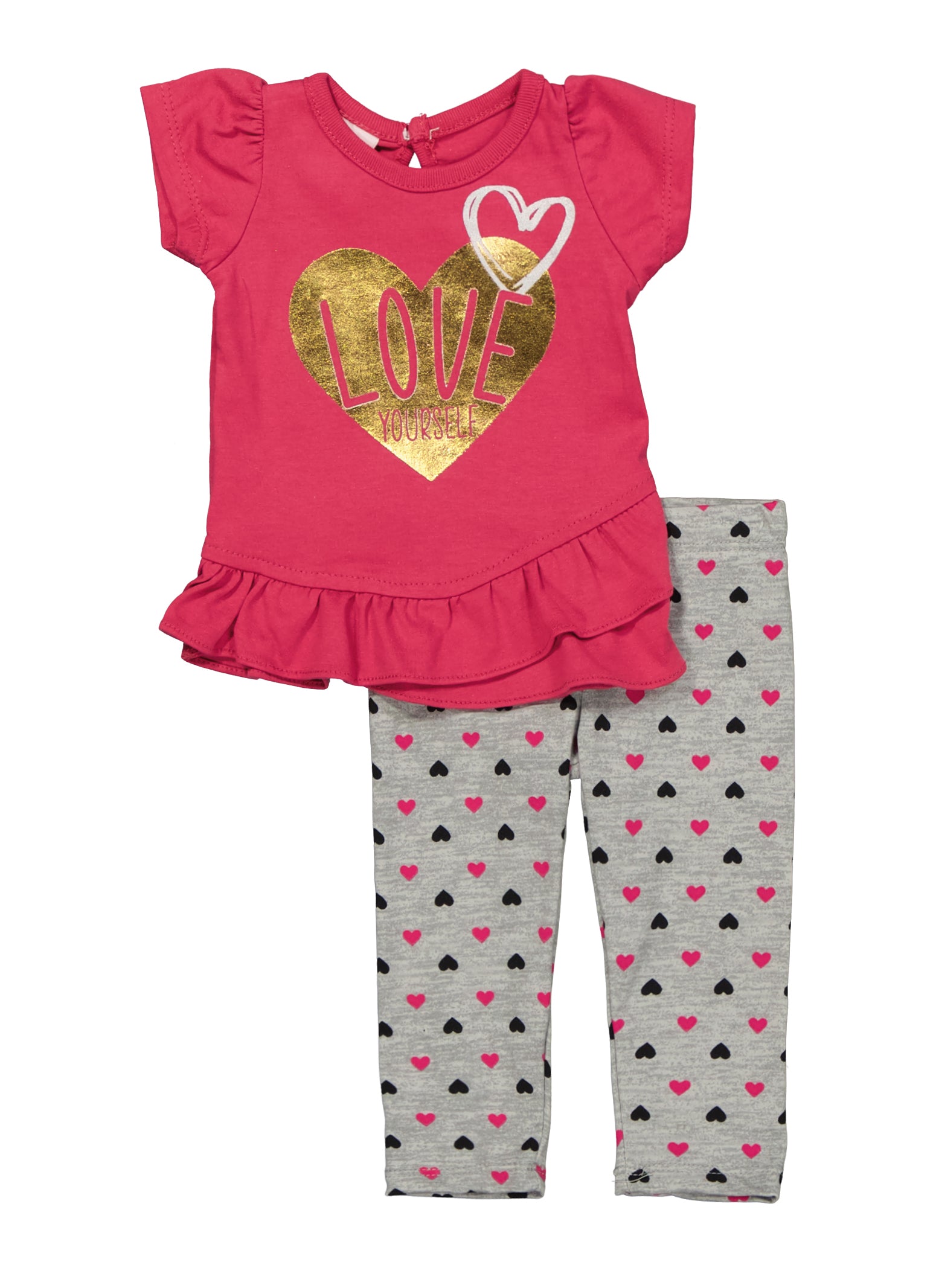 Baby Girls 0-9M Love Foil Screen Graphic Tee and Leggings