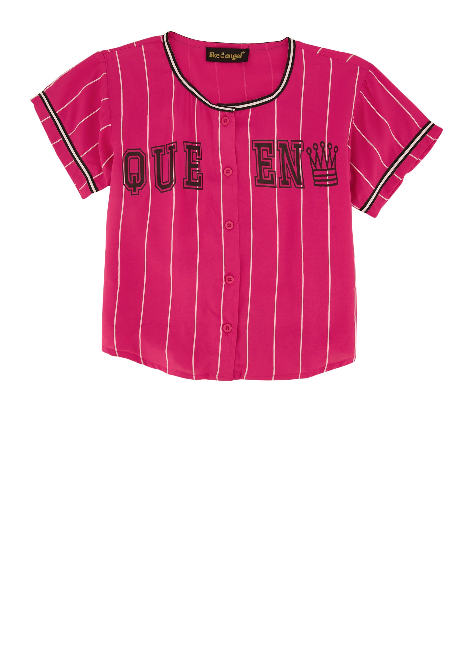 Girls Pin Stripe Queen Baseball Top