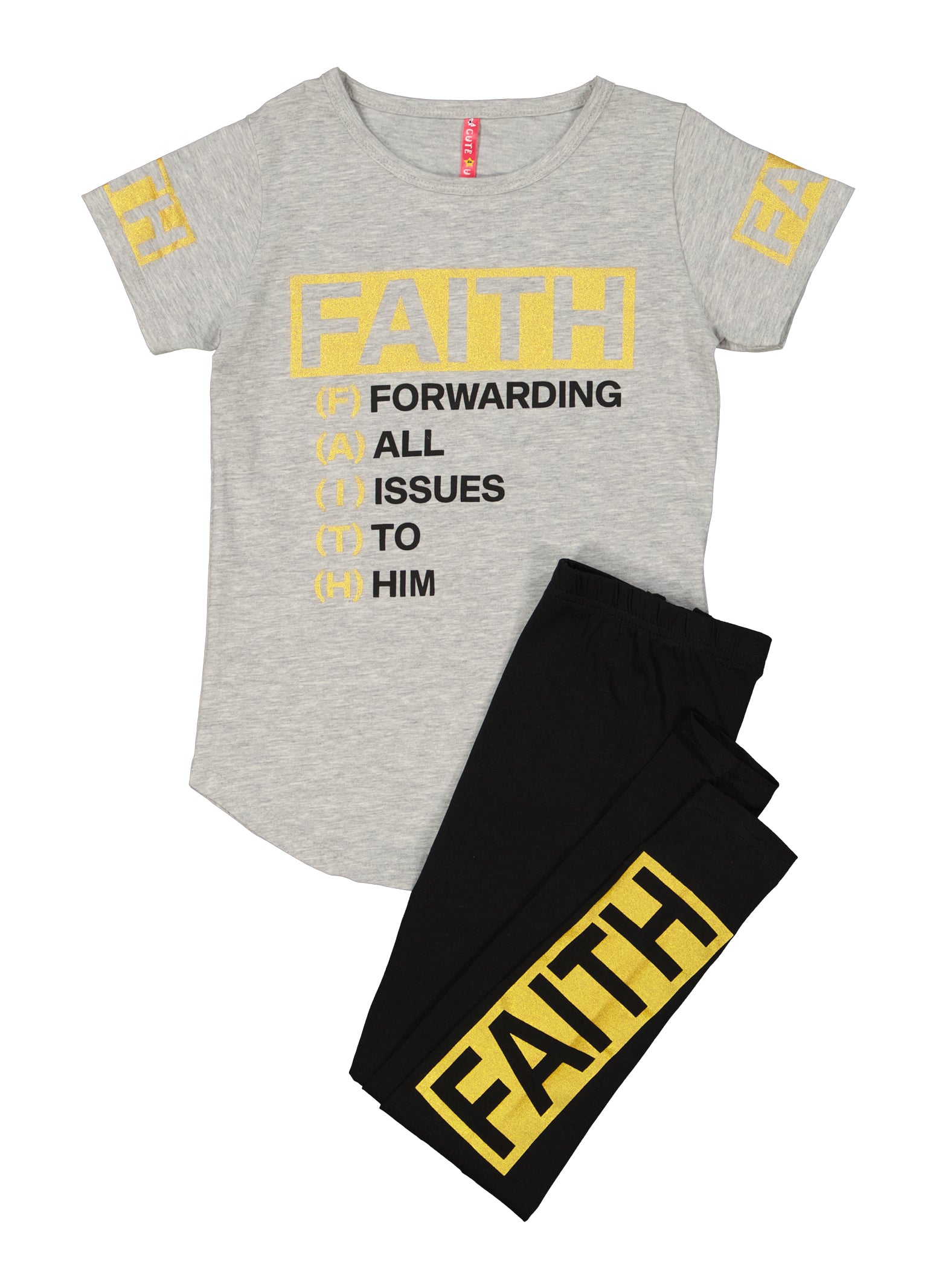 Girls Faith Graphic Tee and Leggings