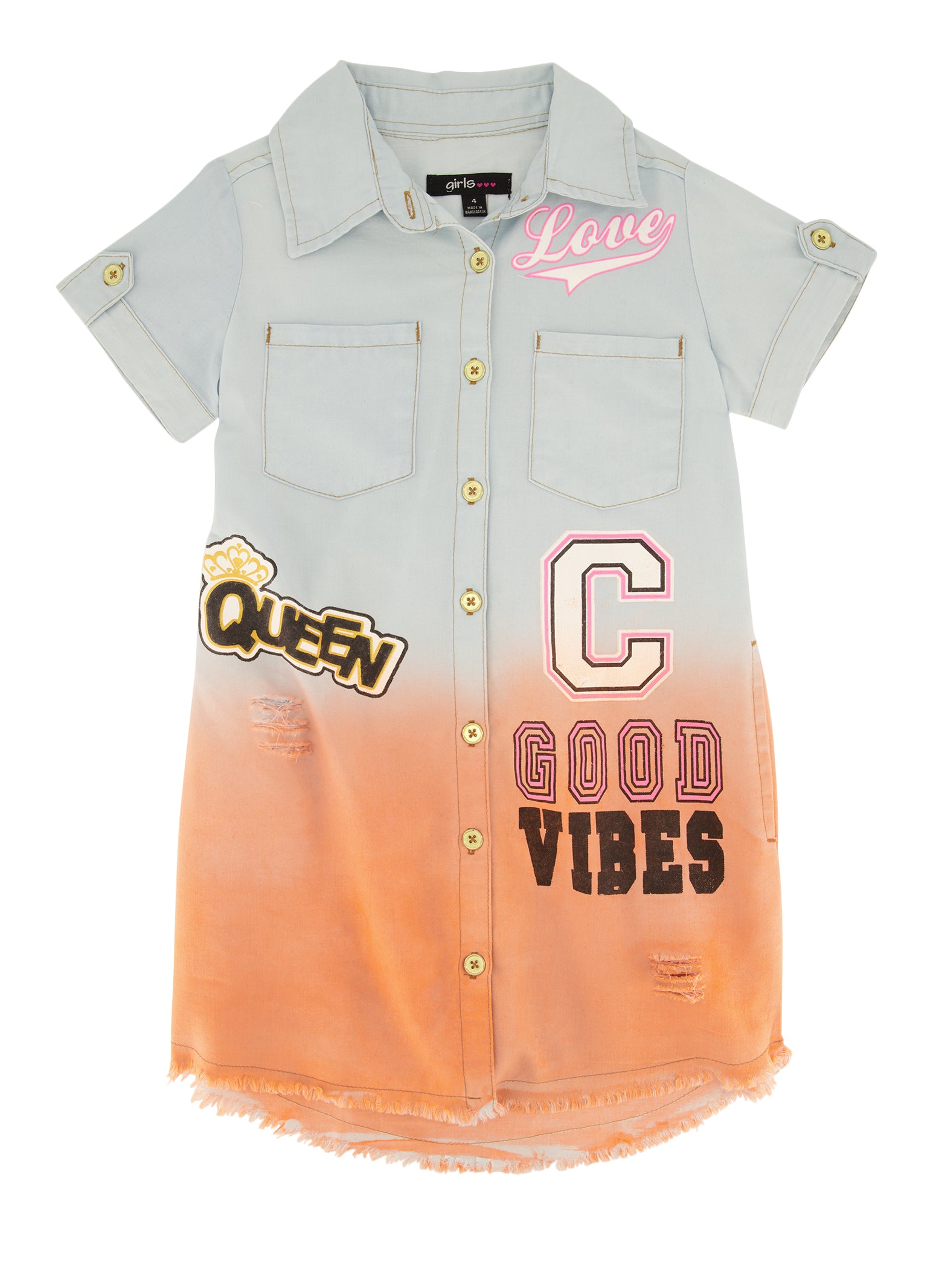 Little Girls Ombre Graphic Shirt Dress