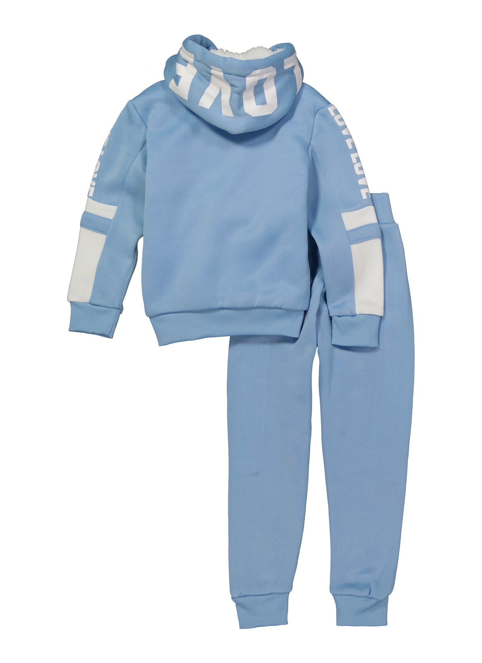 Little Girls Love Sherpa Lined Zip Front Hoodie and Joggers