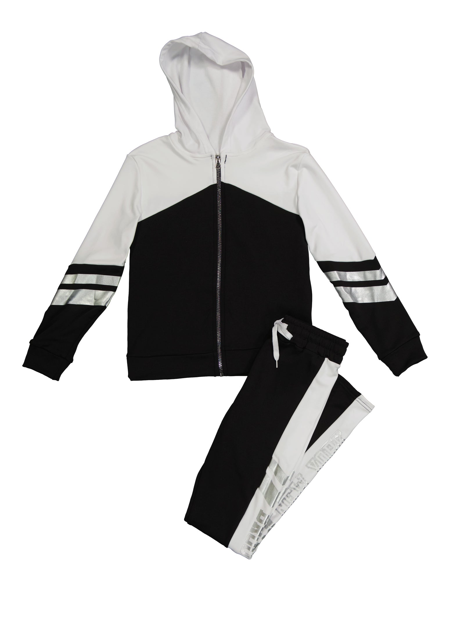 Girls Foil Color Block Track Jacket and Graphic Pants
