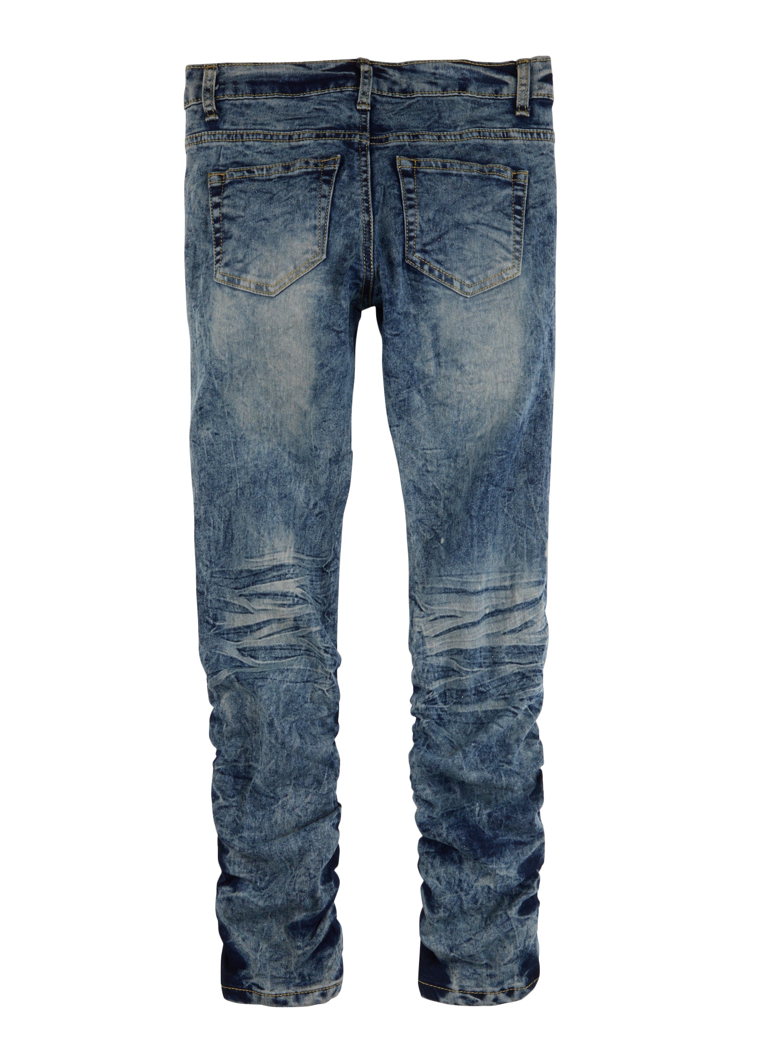 Girls Distressed Whiskered Acid Wash Stacked Jeans