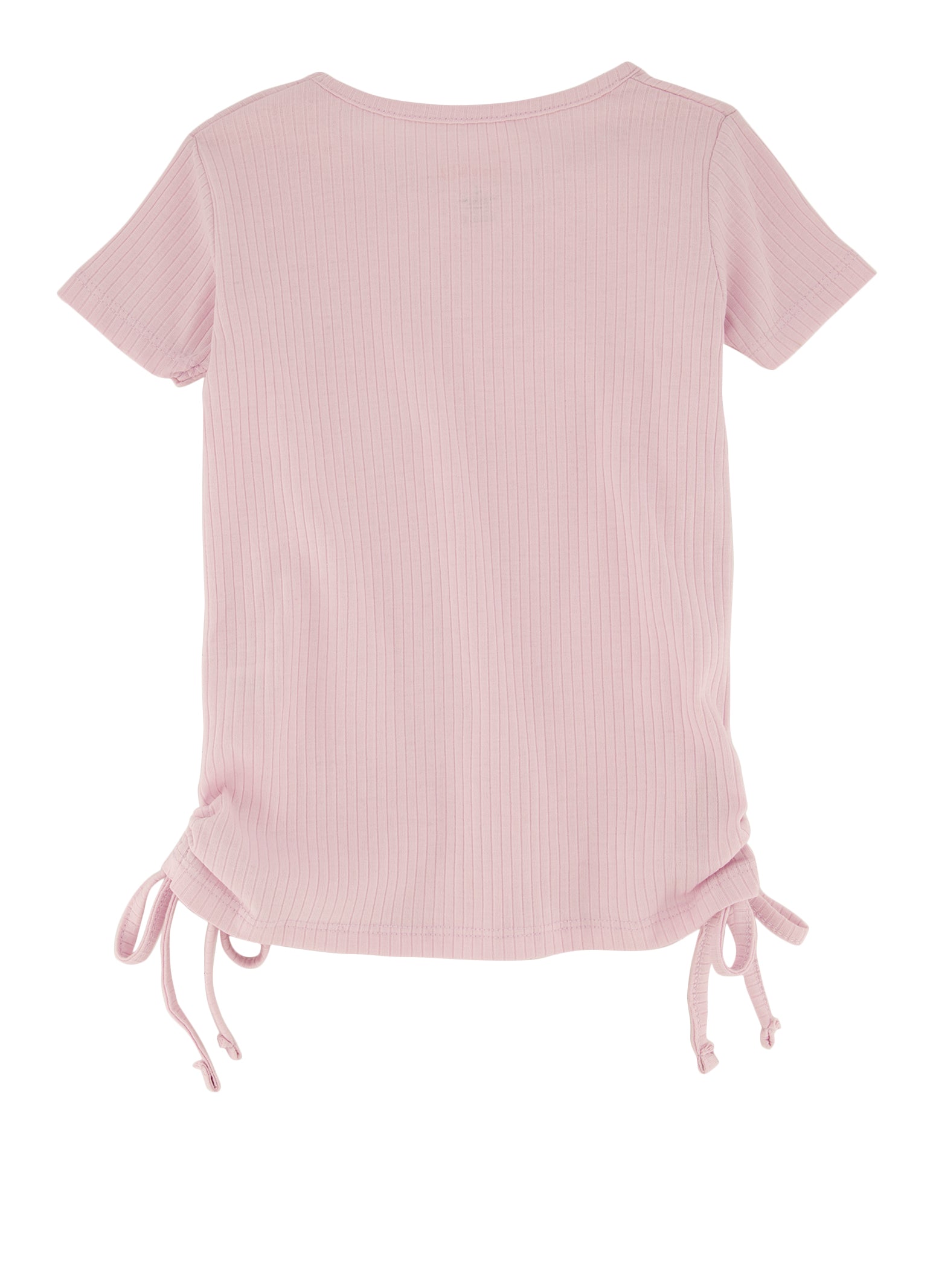 Little Girls Solid Rib Knit Ruched Side T Shirt - Lavender