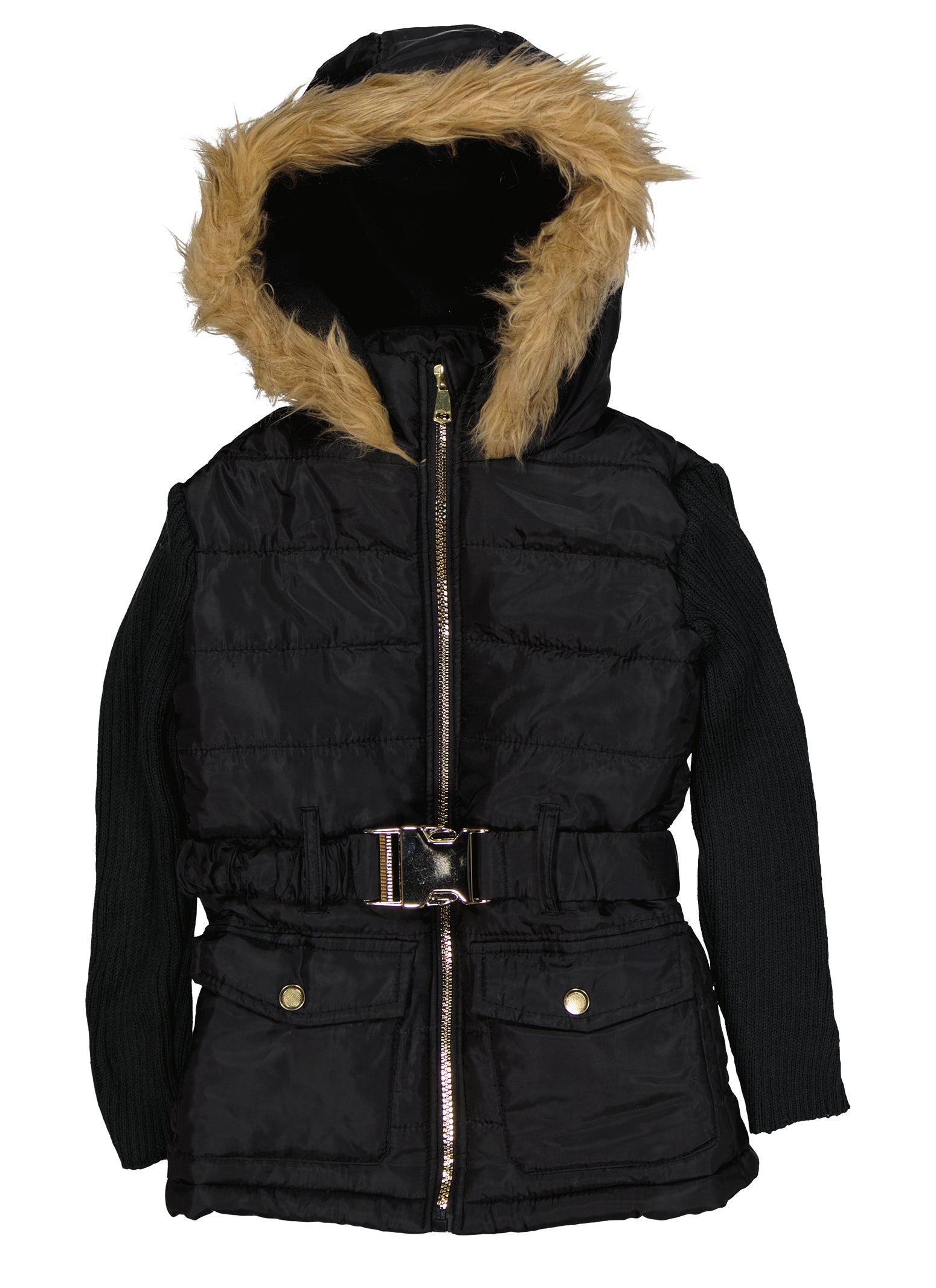 Little Girls Faux Fur Hooded Coat