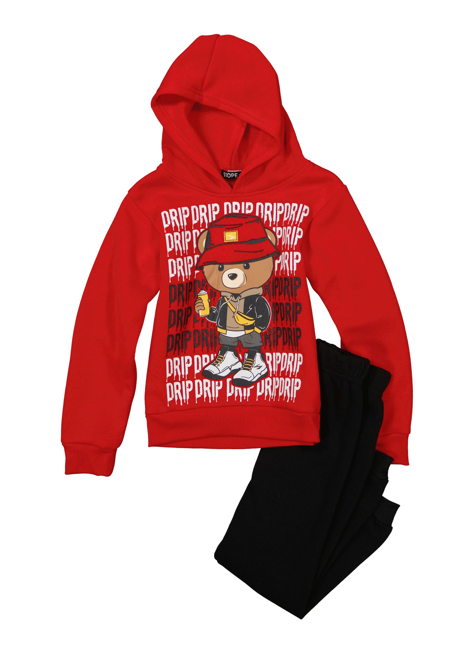 Little Boys Bear Drip Hoodie and Joggers