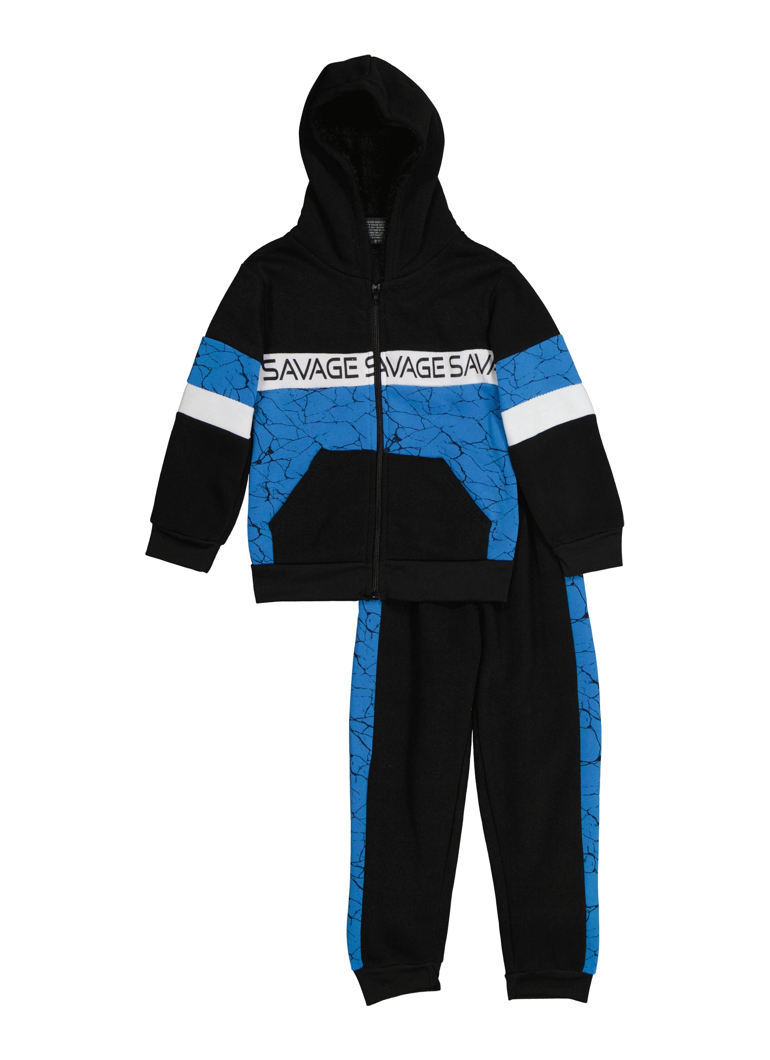 Little Boys Savage Zip Front Hoodie and Joggers