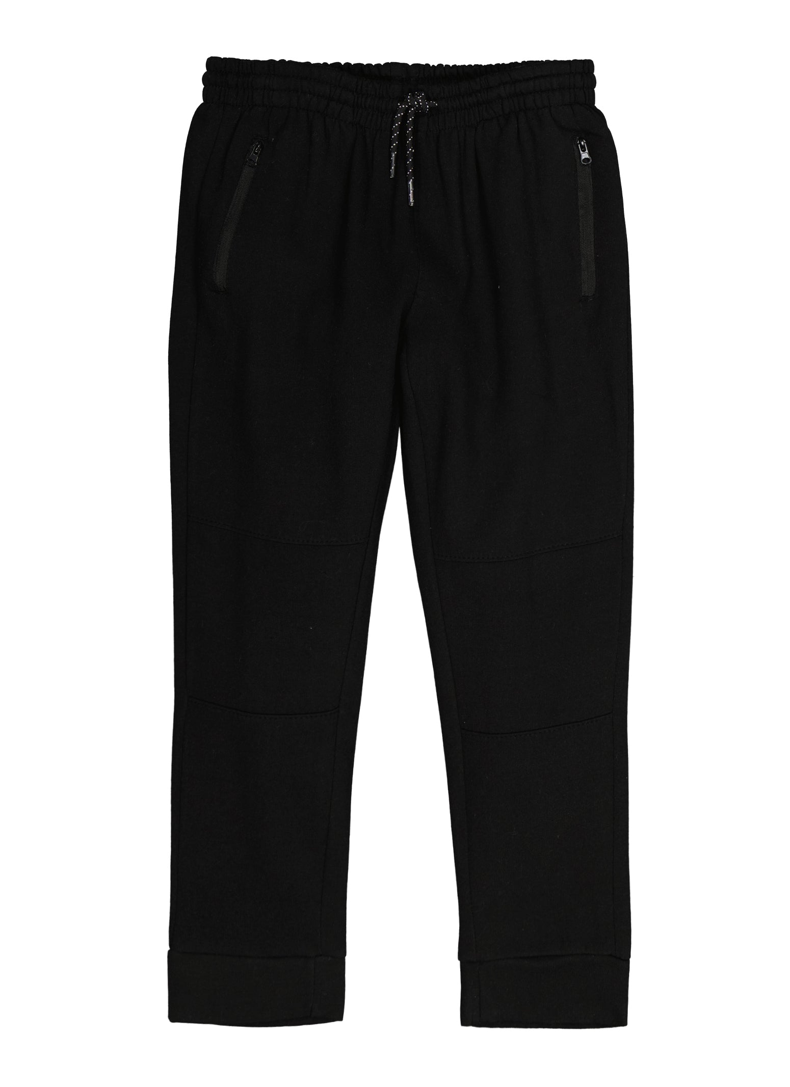 Boys Solid Zip Pocket Moto Joggers - Black