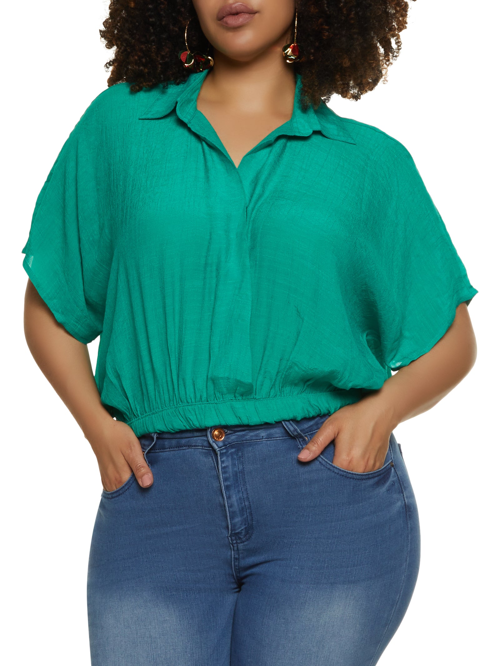 kelly green blouse plus size