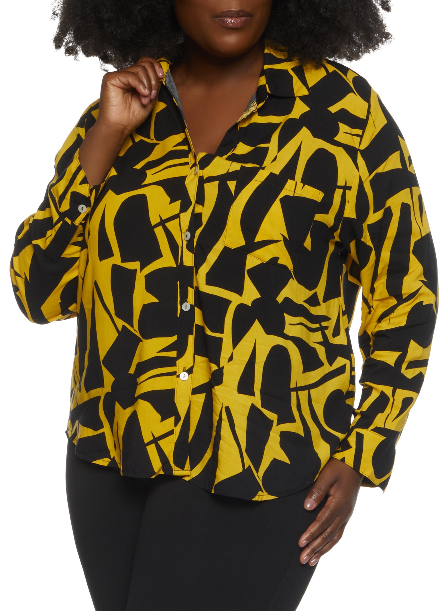 Plus Size Abstract Patterned Shirt