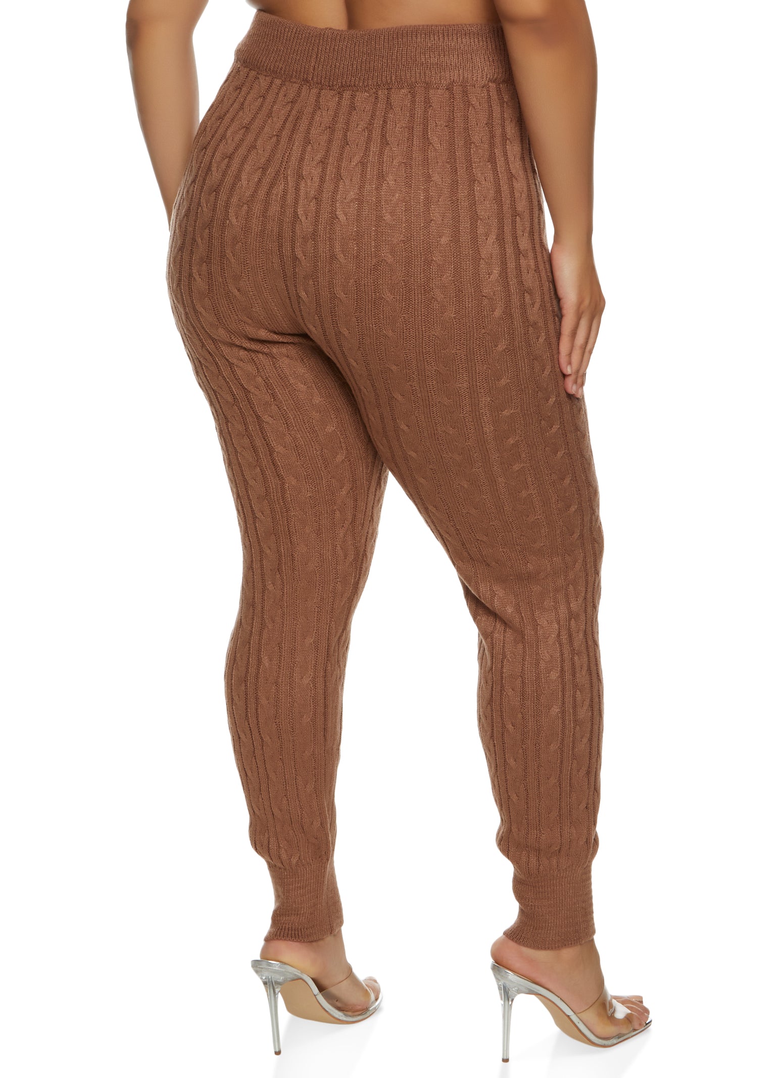Casual Solid Skinny Mocha Brown Plus Size Pants (Women's) 
