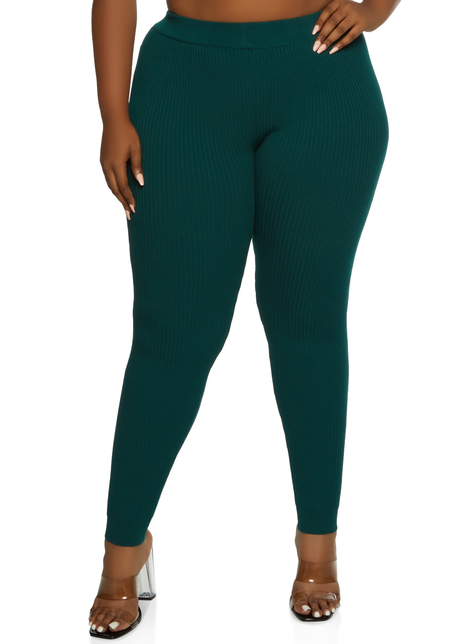 Plus Size Ribbed High Waist Leggings