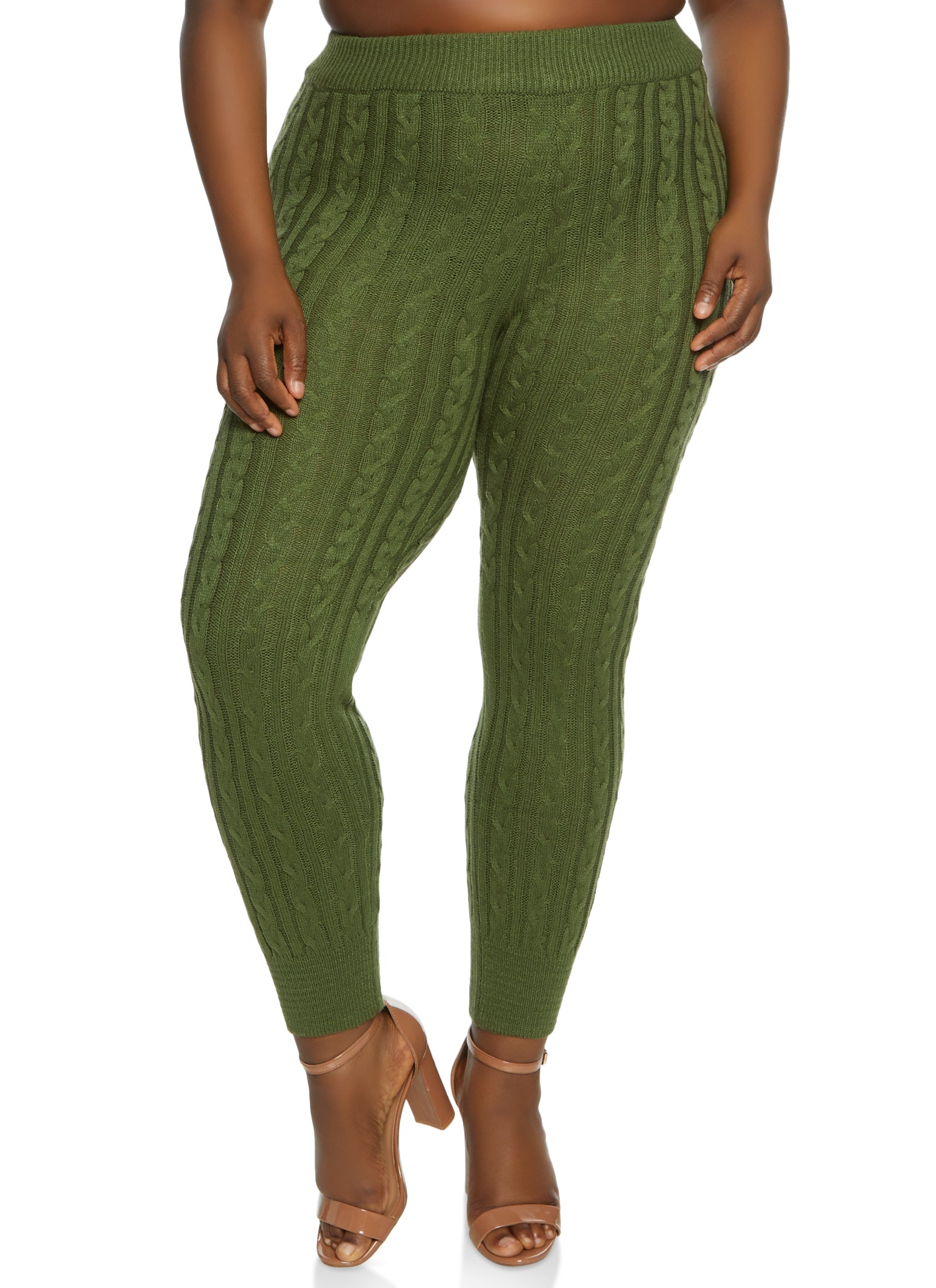 Plus Size Cable Knit Leggings