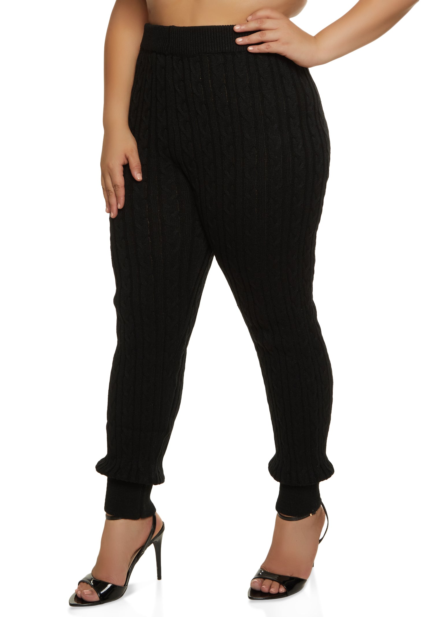 Plus Size Cable Knit High Waist Leggings