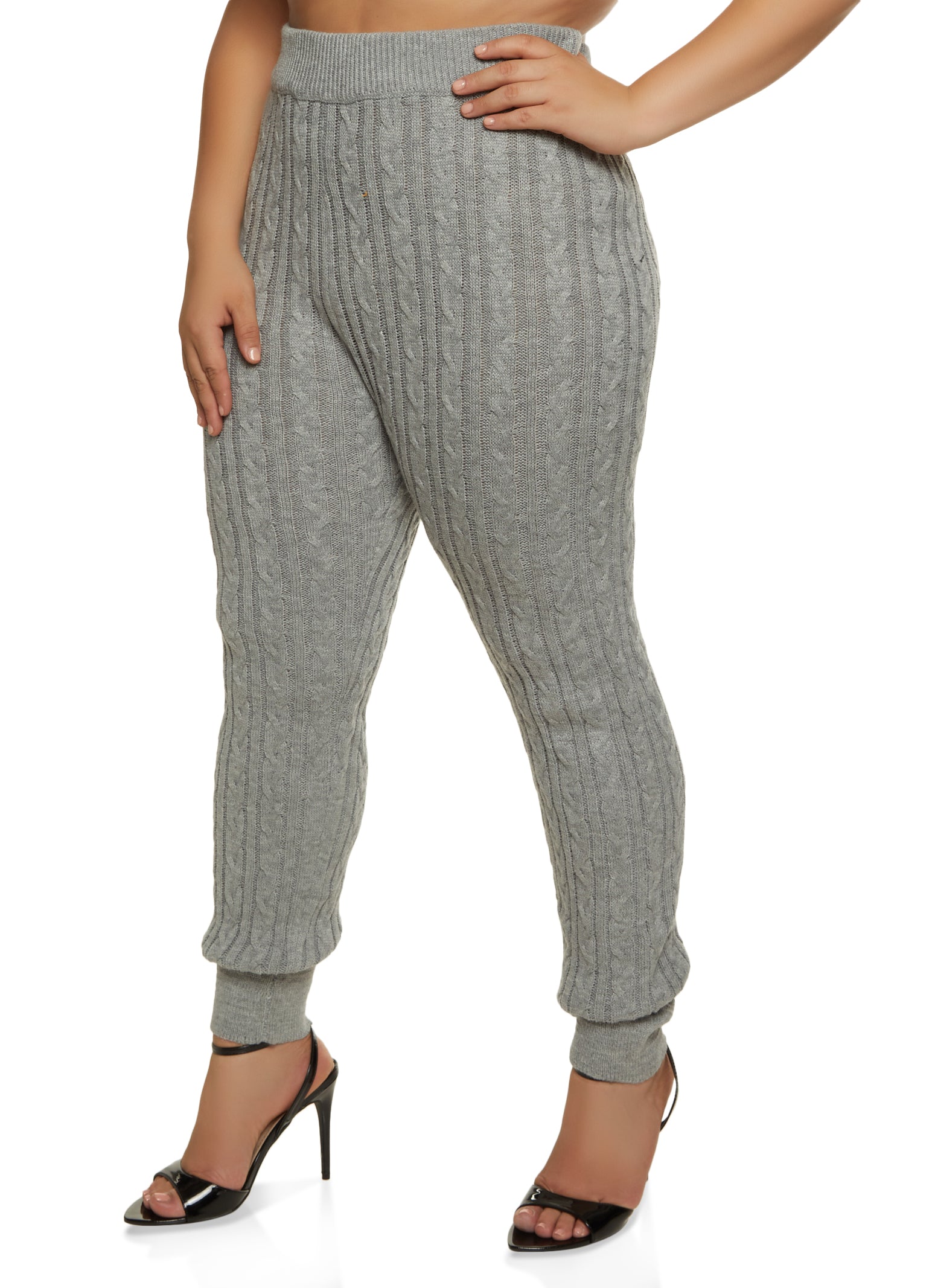 Plus Size Cable Knit High Waist Leggings