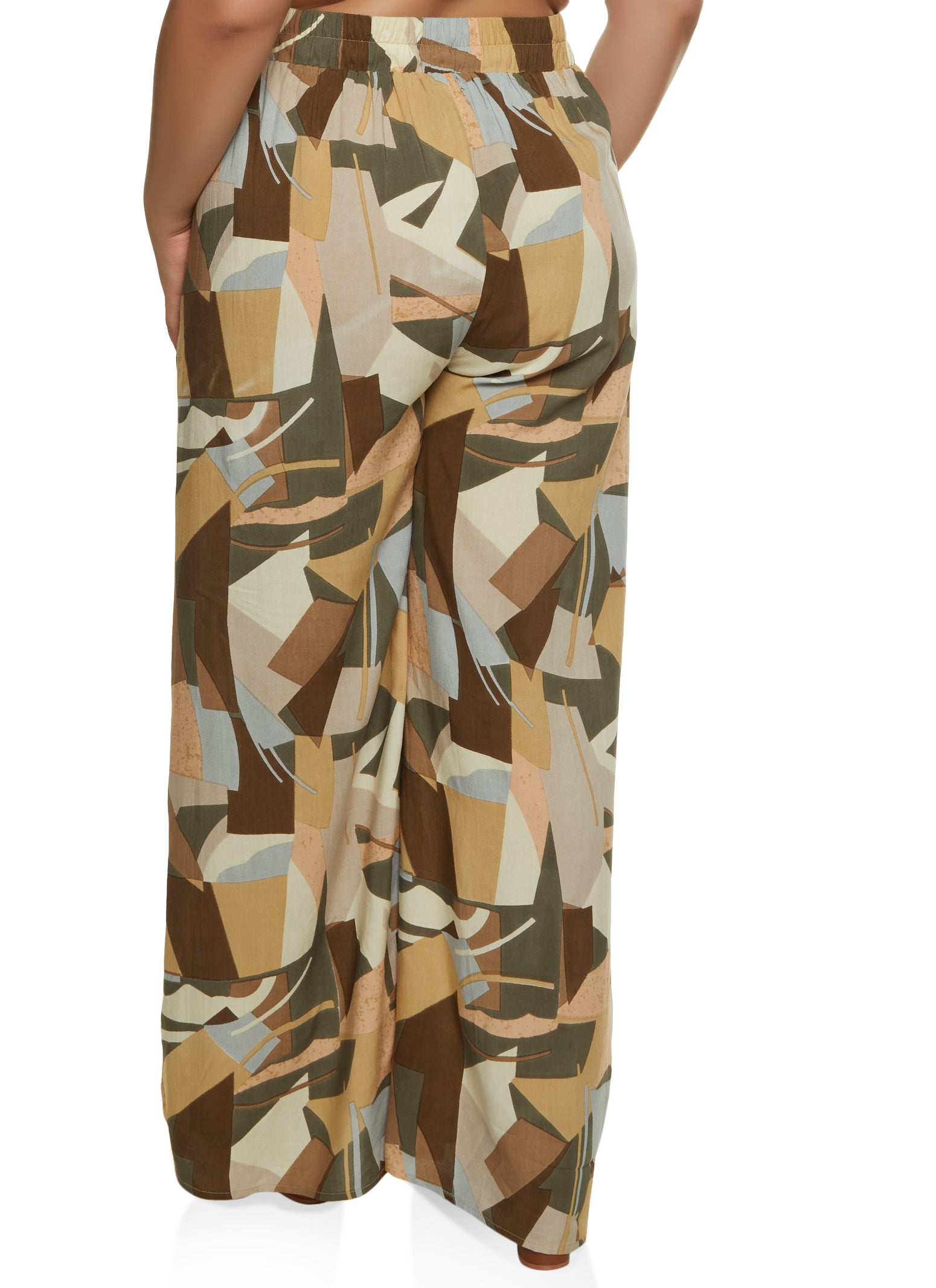 Plus Size Psychedelic Print High Waist Palazzo Pants