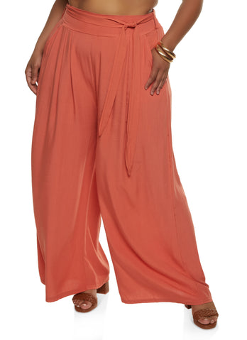 SELONE High Waisted Wide Leg Pants for Women Plus Size High Waist High Rise  Wide Leg Trendy Casual with Belted Long Pant Solid Color High-waist Loose Pants  for Everyday Wear Running Work