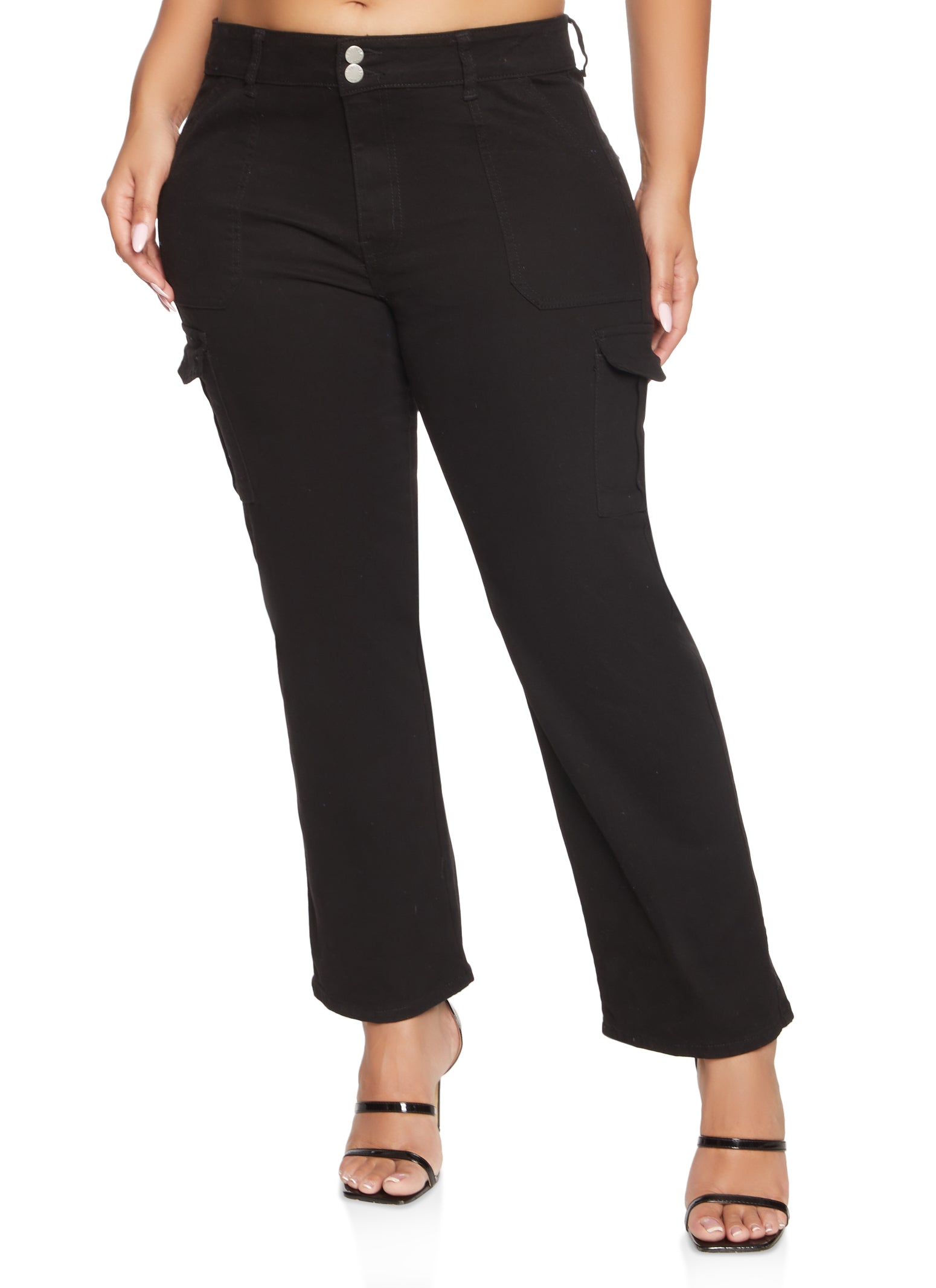 Plus Size Straight Leg Cargo Twill Pants