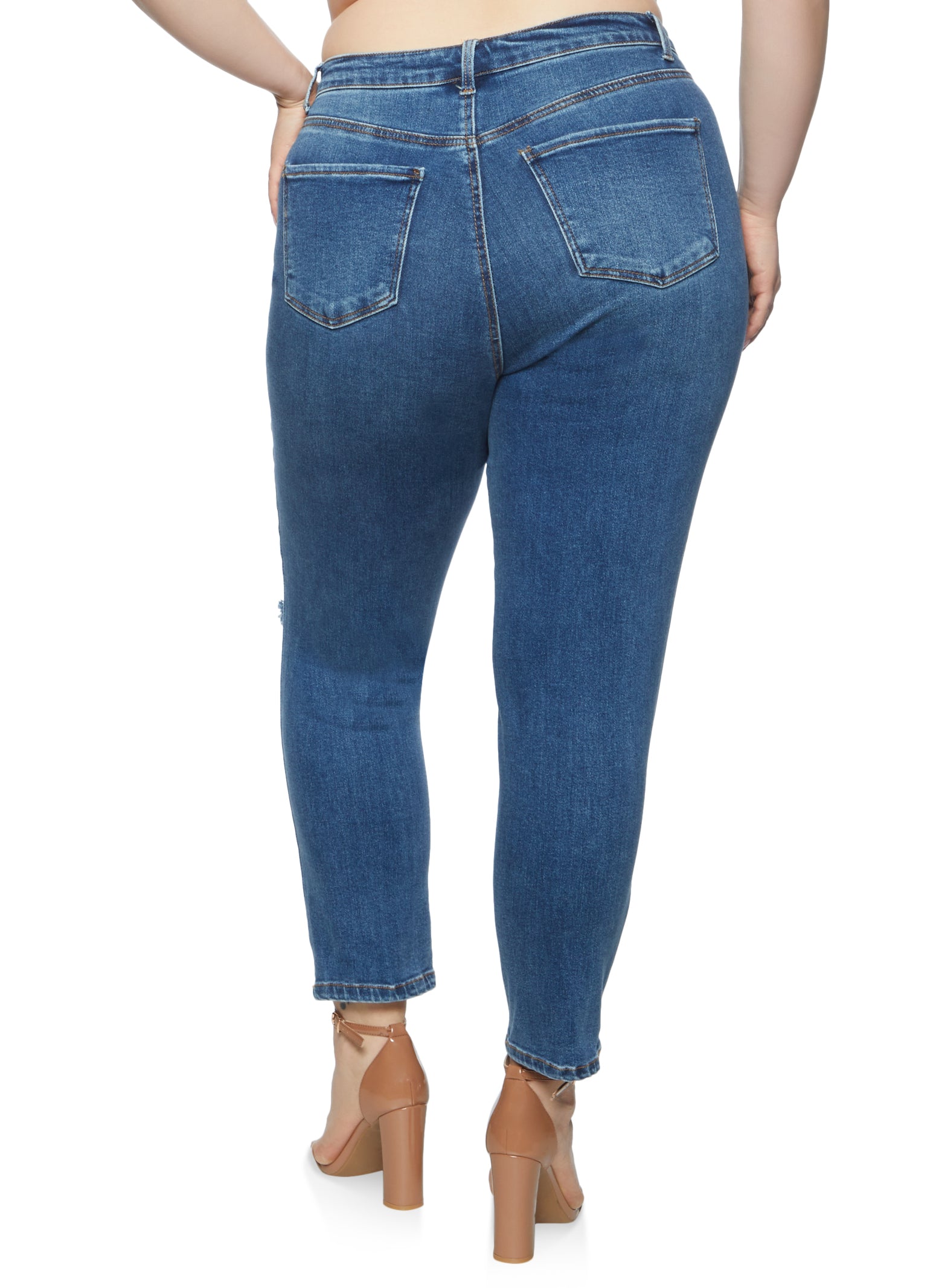 Plus Size WAX Ripped Knee Skinny Jeans