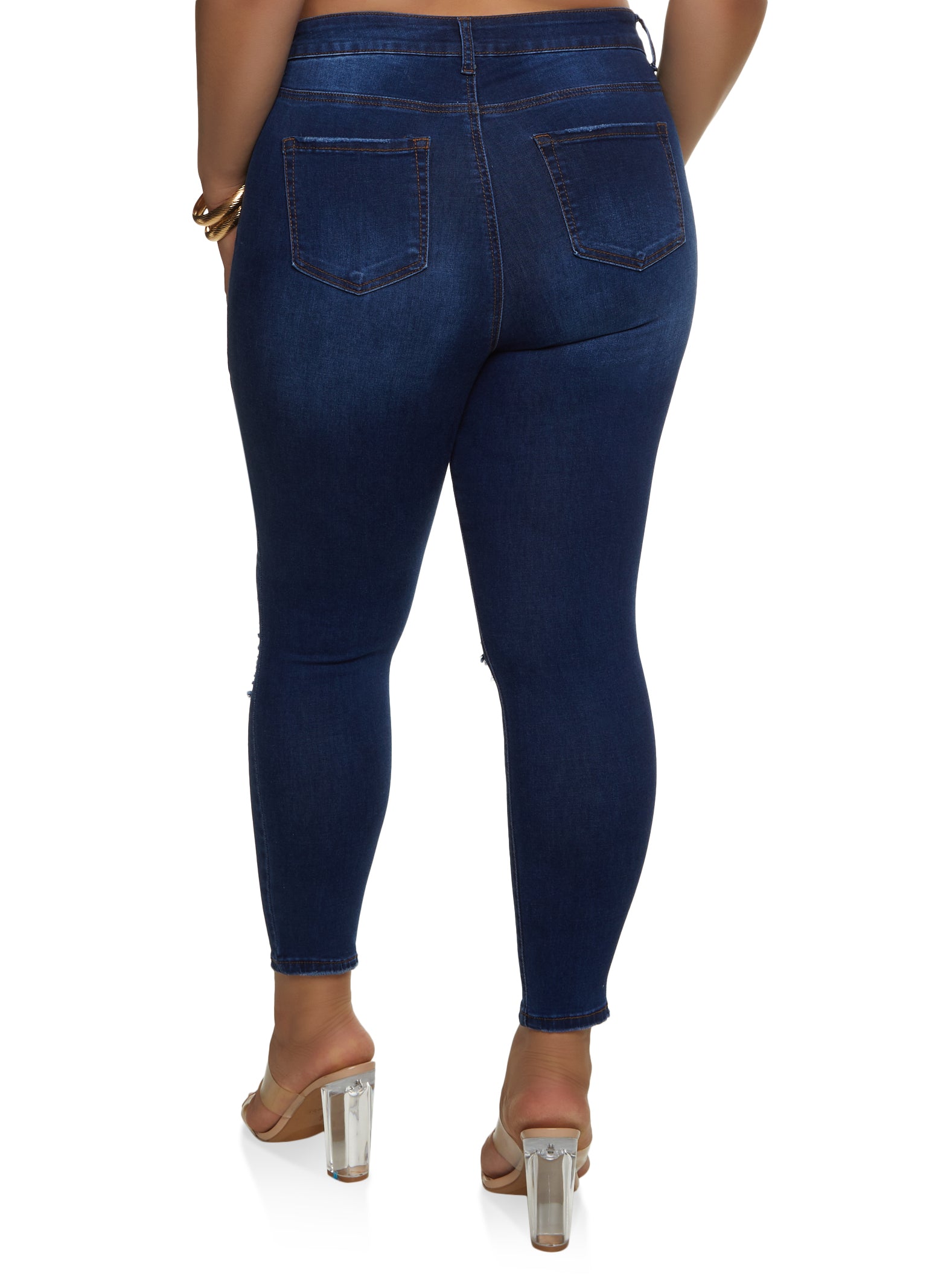 Plus Size WAX Ripped Knee Distressed Jeans