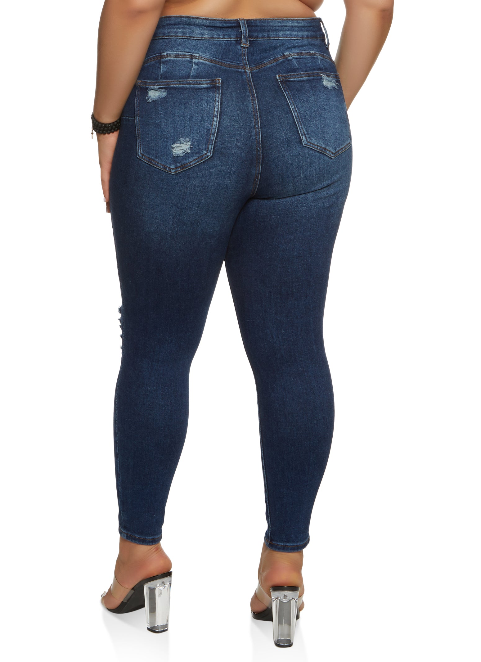 Plus Size WAX Distressed High Waisted Skinny Jeans