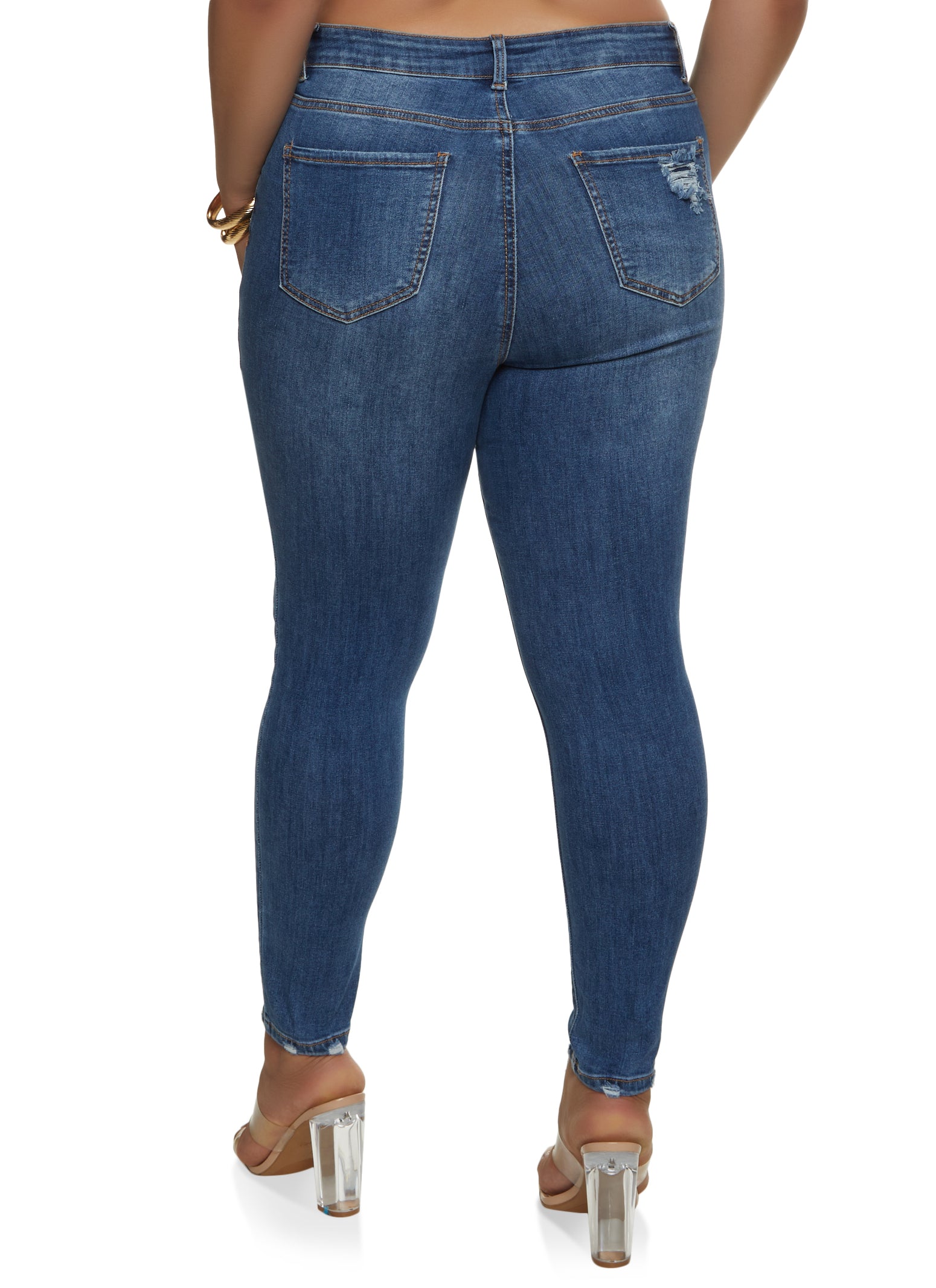 Plus Size WAX Distressed High Rise Skinny Jeans