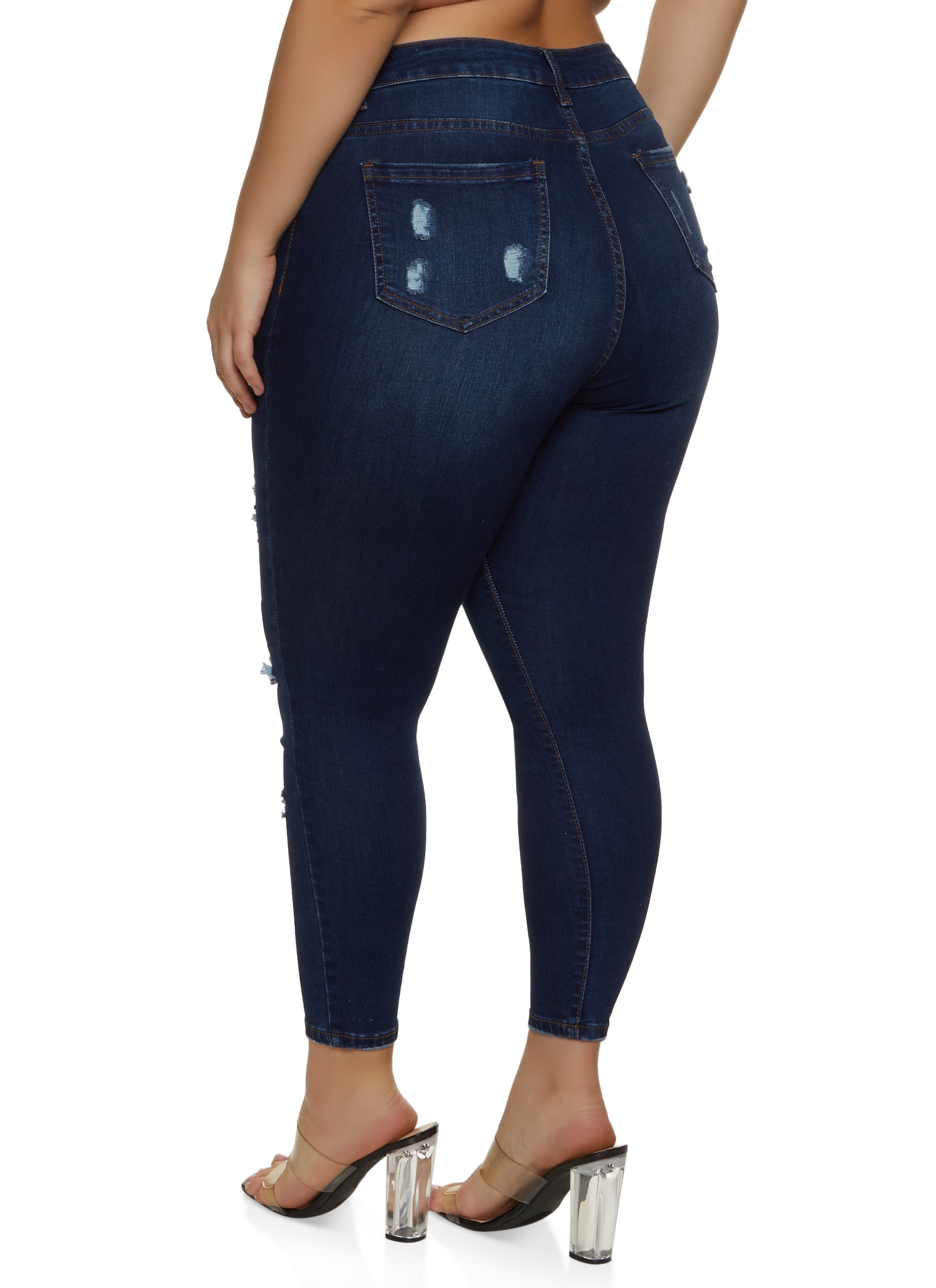 Plus Size WAX Distressed Cropped Jeans