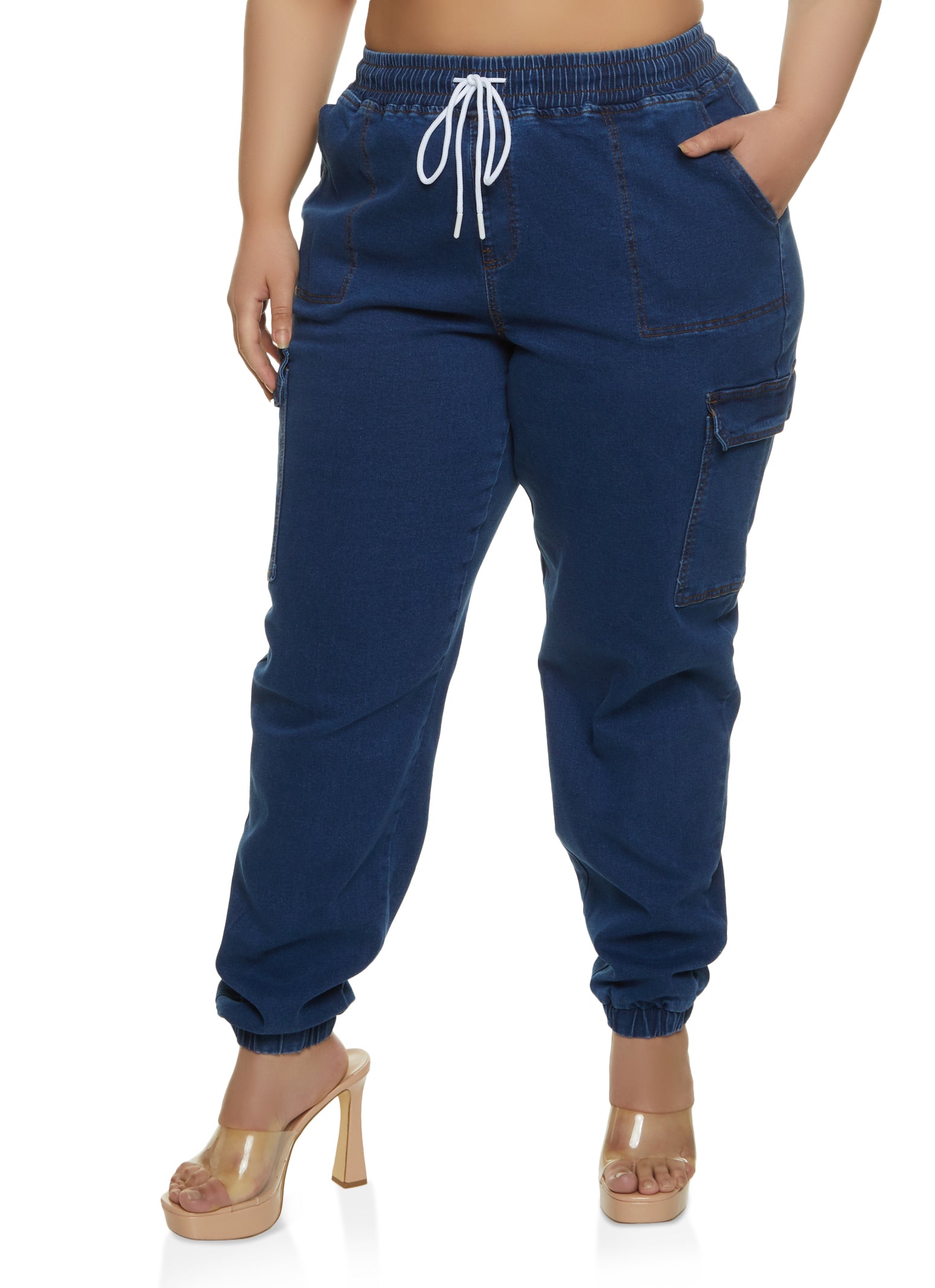 Plus Size WAX Denim Joggers - Medium Wash