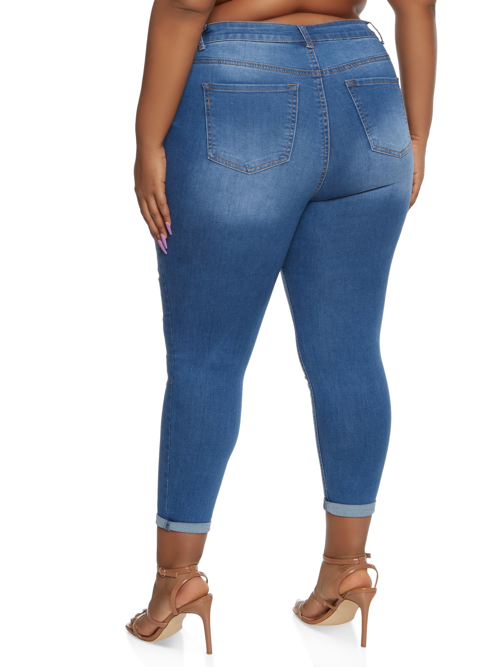 Plus Size WAX Basic Rolled Cuff Jeans