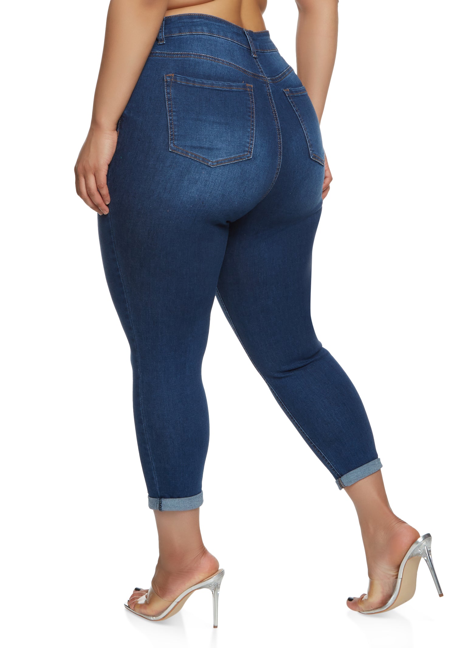 Plus Size WAX Basic Rolled Cuff Jeans