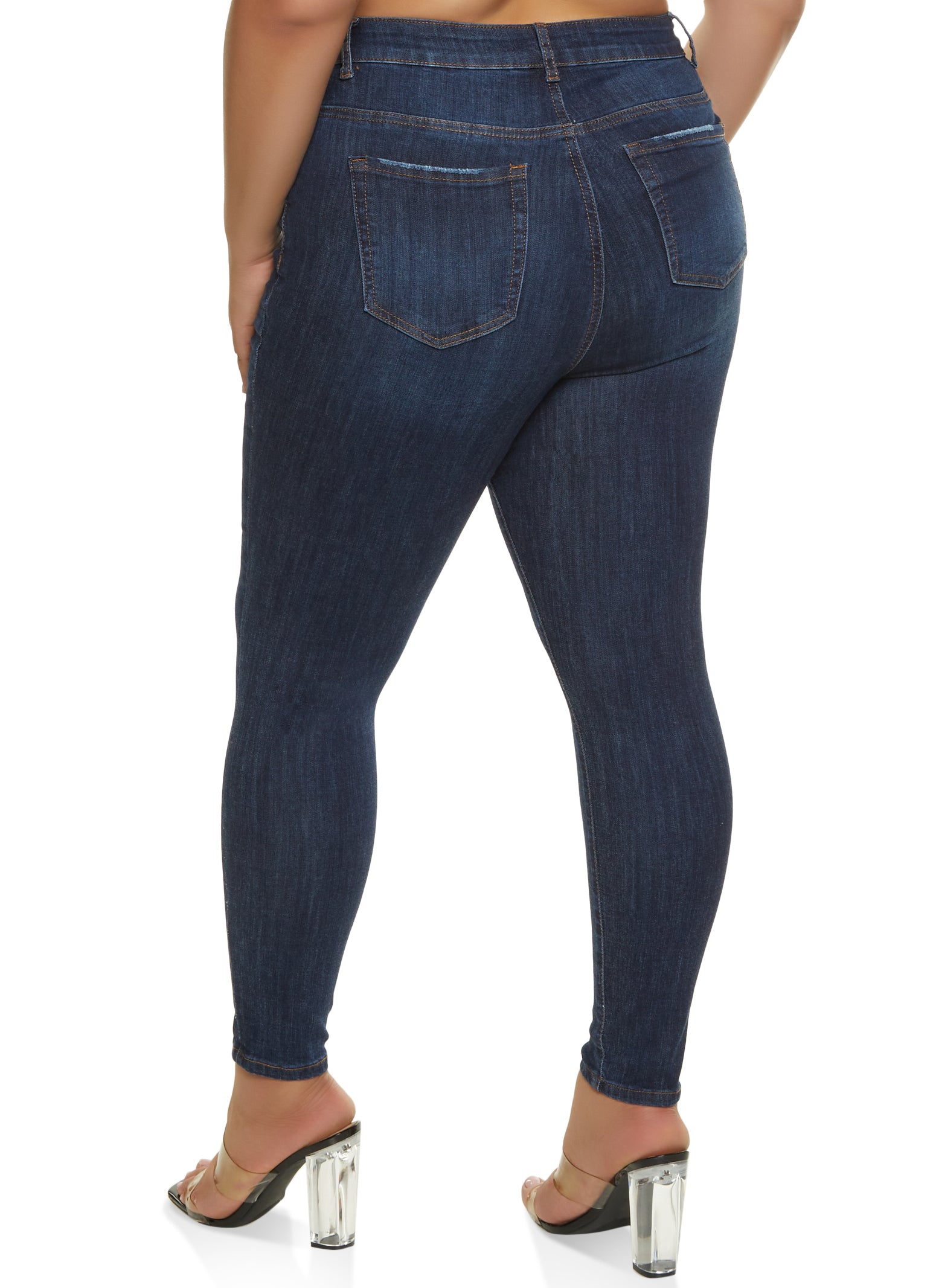 Plus Size WAX Basic Whiskered Skinny Jeans