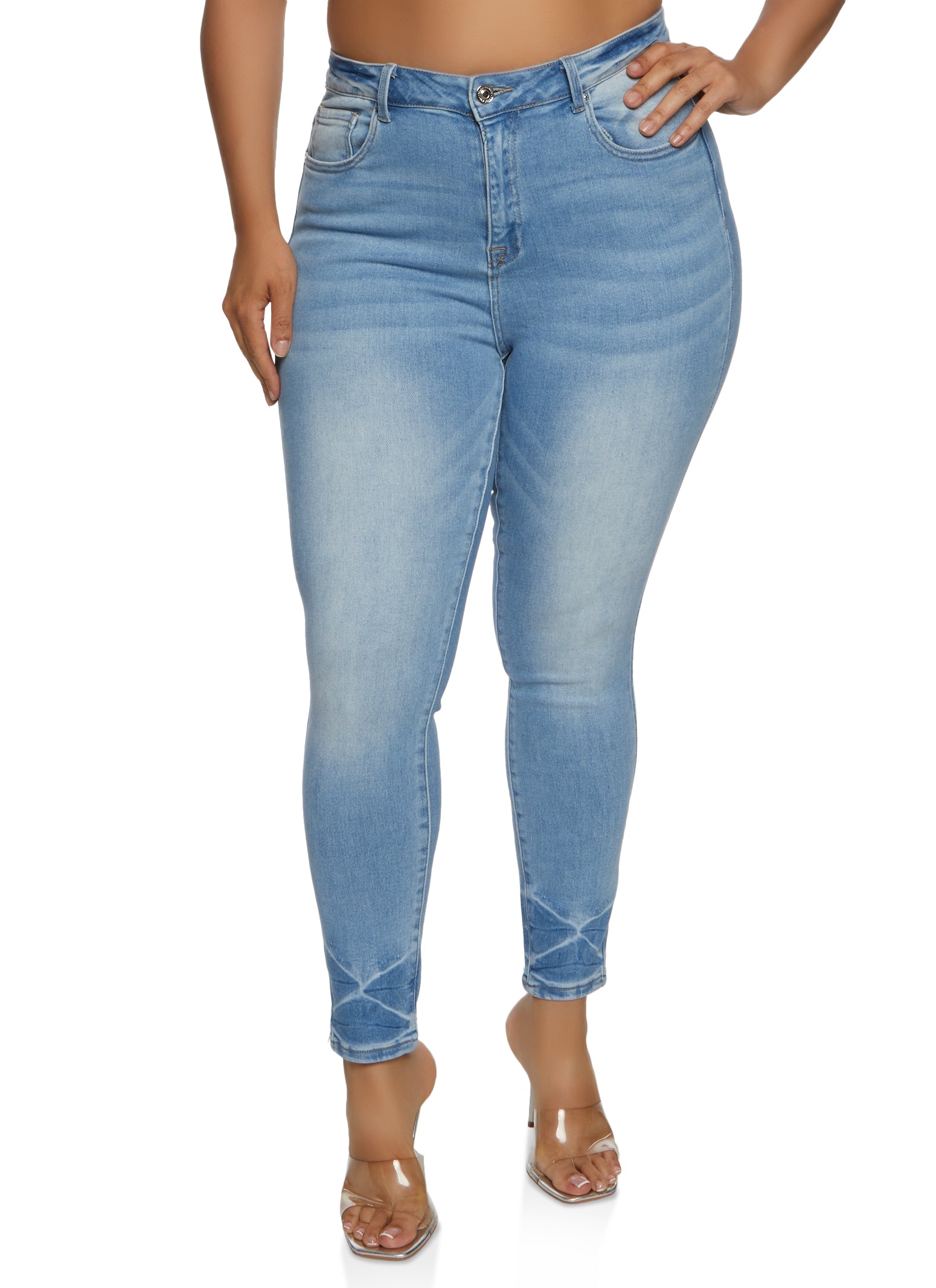 Plus Size WAX High Waisted Whiskered Skinny Jeans plus-size-wax-high-waisted-whiskered-skinny-jeans