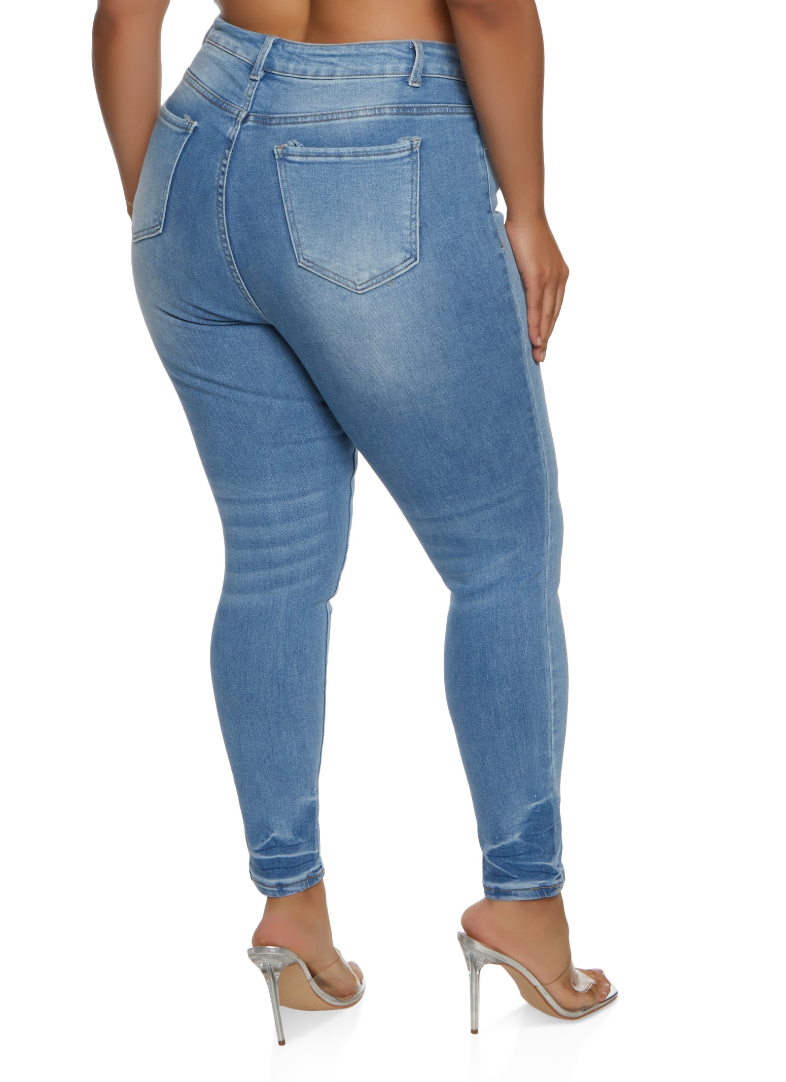 Plus Size WAX High Waisted Whiskered Skinny Jeans