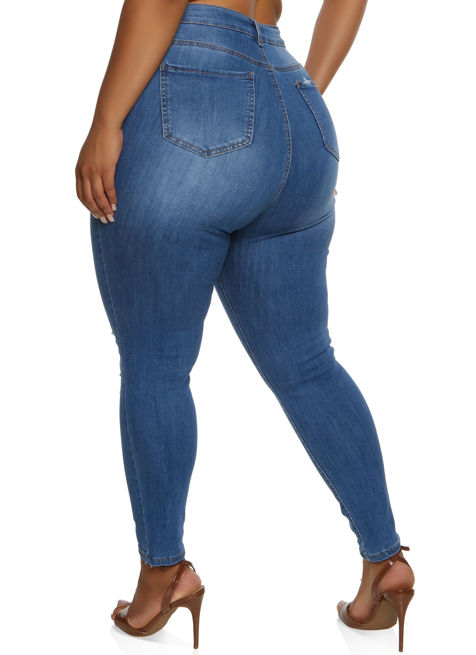 Plus Size WAX Ripped Skinny Leg Jeans