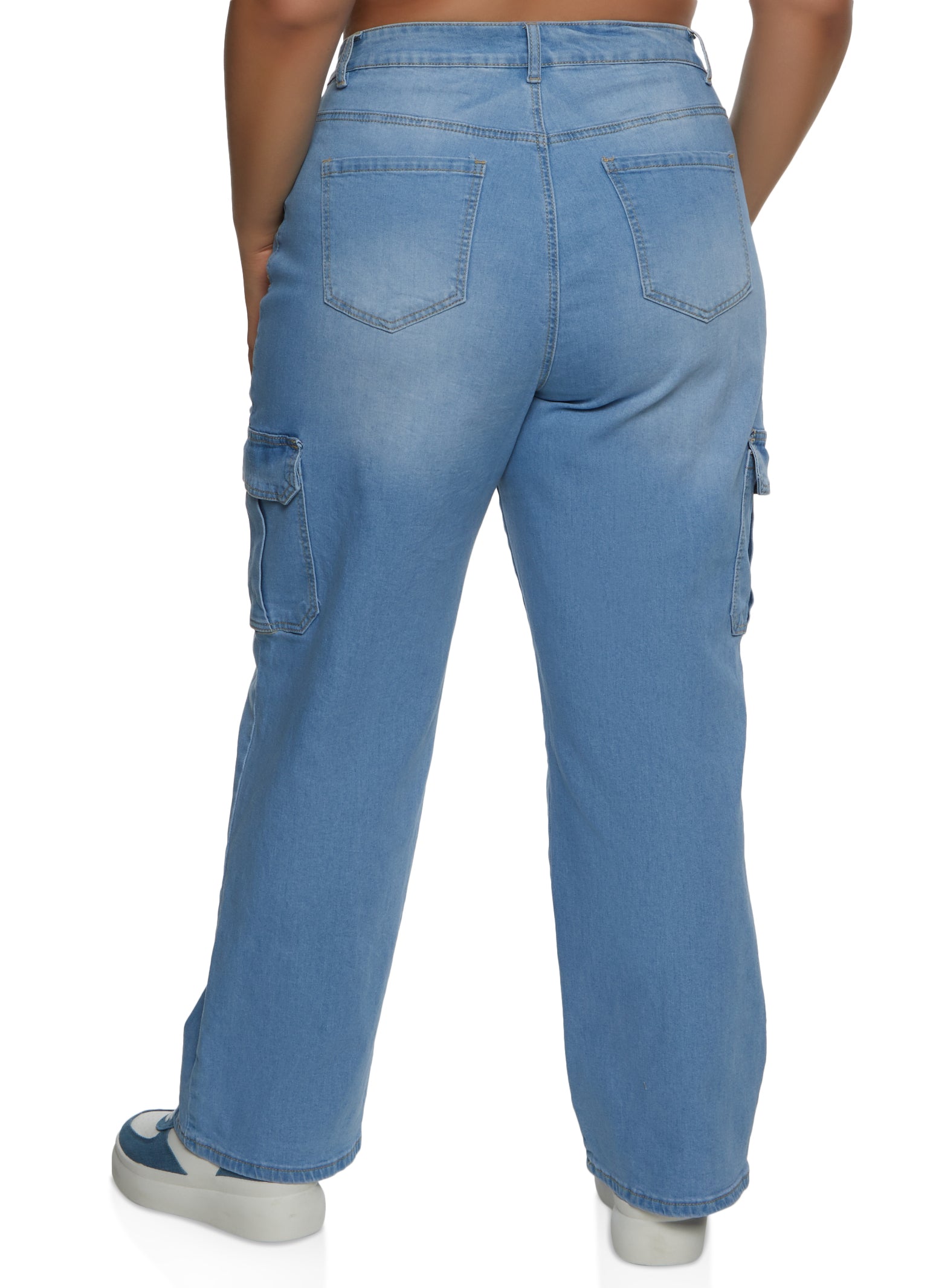 Plus Size WAX Whiskered Wide Leg Cargo Jeans