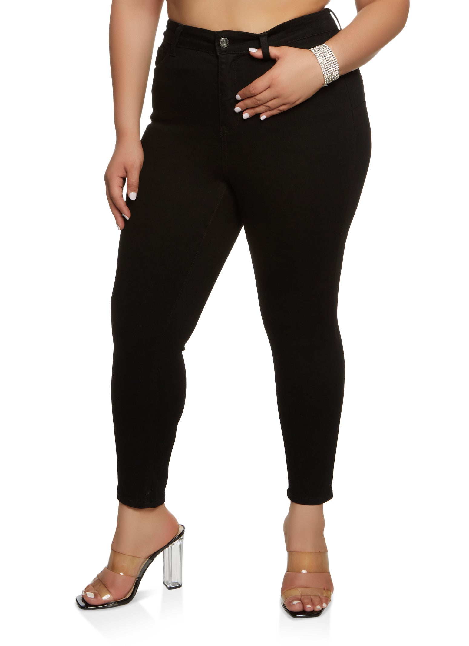 Plus Size WAX Whiskered High Waist Skinny Jeans