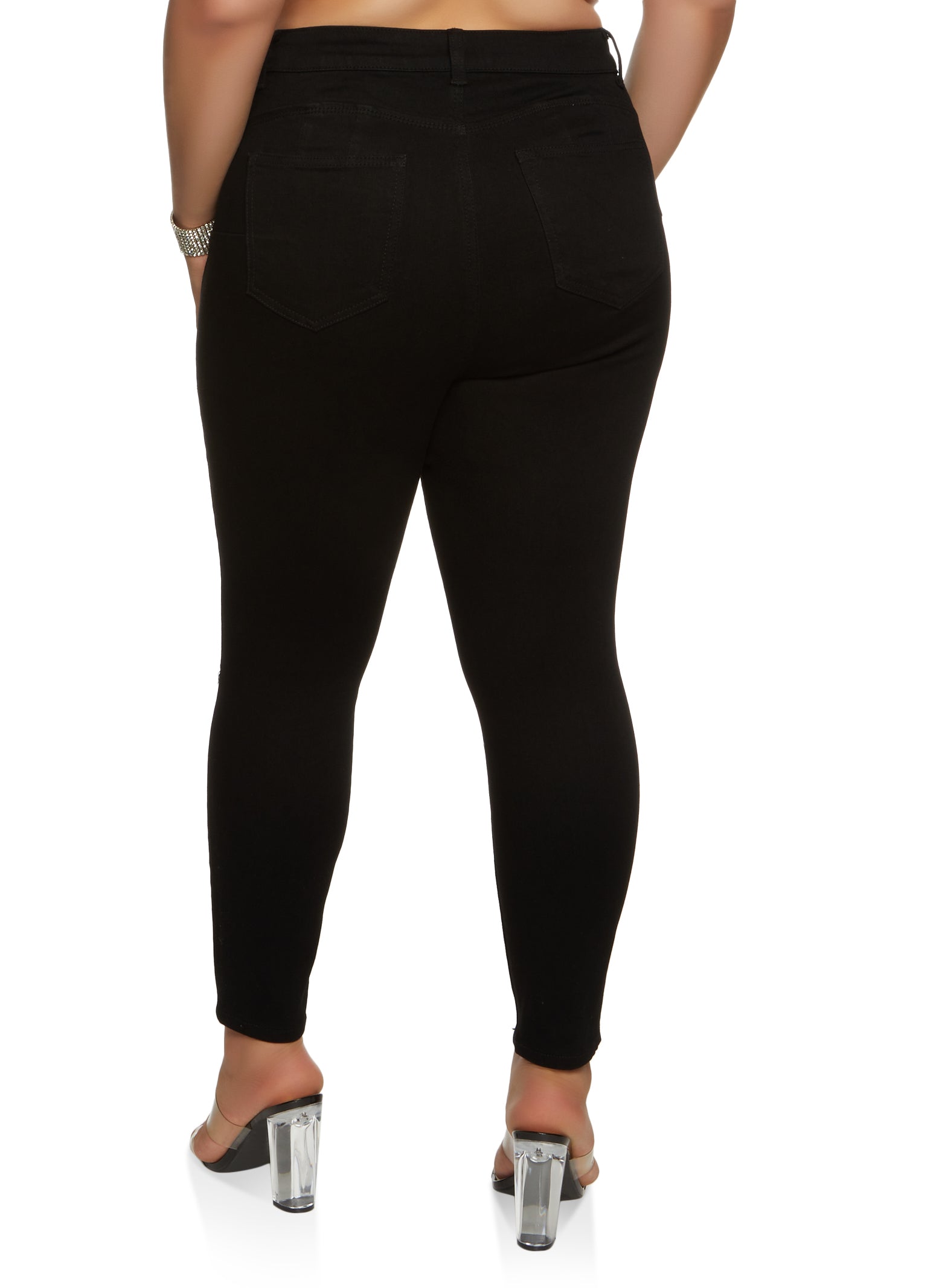 Plus Size WAX Whiskered High Waist Skinny Jeans